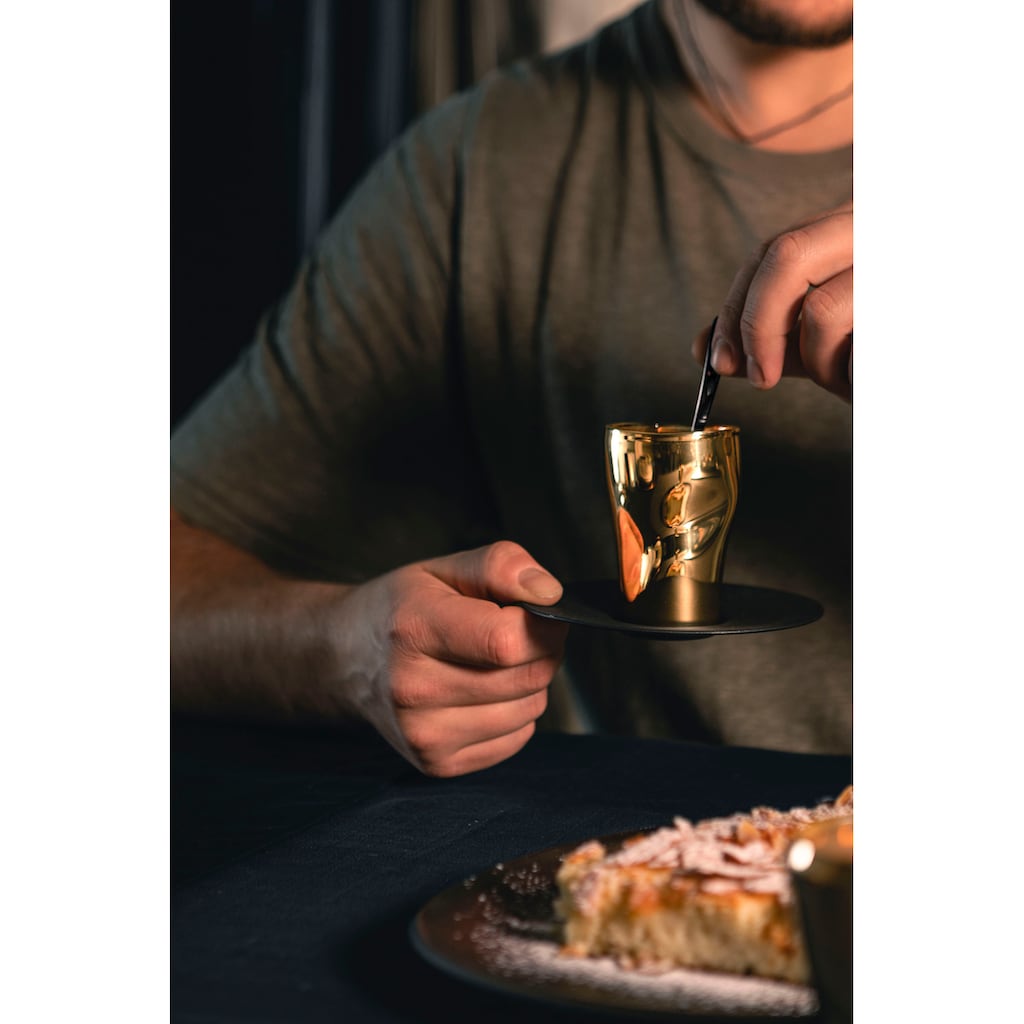 Eisch Espressoglas »UNIK«, (Set, 2 tlg., Espressoglas mit Untertasse in Geschenkröhre), Espressoglas mit Untertasse, veredelt mit Echtgold, 100 ml