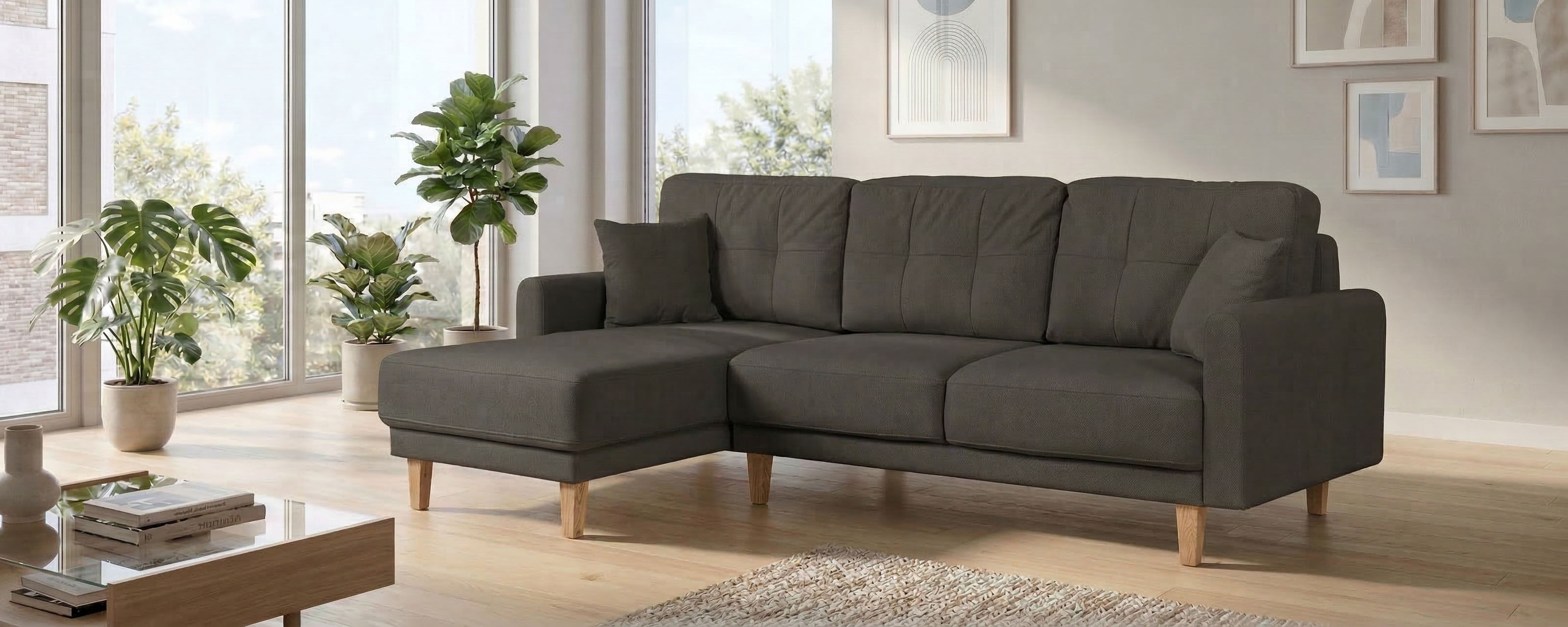 OTTO home Ecksofa "TRIPLO optionale Schlafsofa mit Bettkasten, Maße B/T/H: 234/164/89 cm" L-Form wahlweise mit Bettfunktion - Liegefläche 132x210 cm
