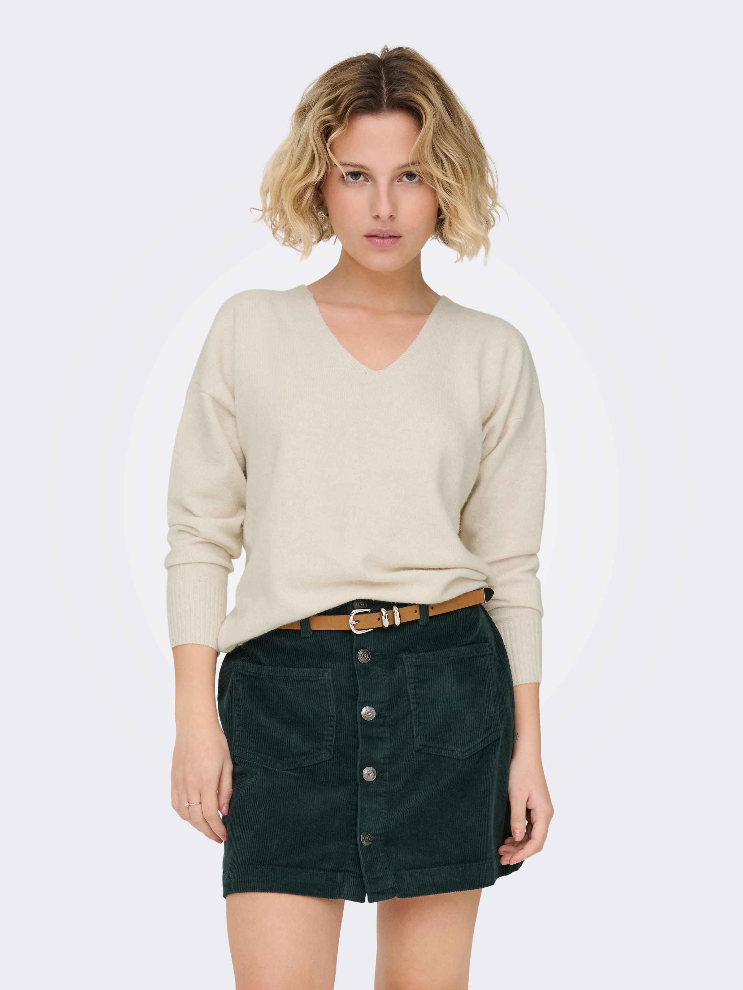 ONLY V-Ausschnitt-Pullover »ONLRICA LIFE L/S V-NECK PULLO KNT NOOS« mit V-Ausschnitt