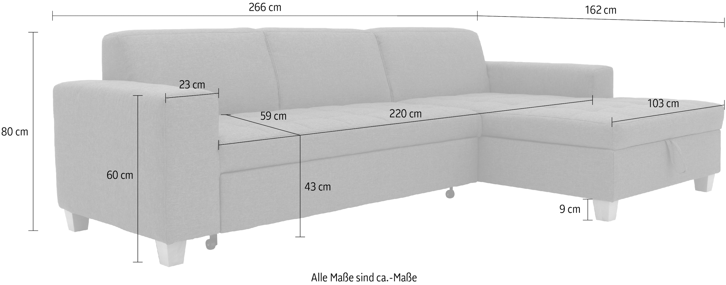 Home affaire Ecksofa »Corby L-Form«, wahlweise mit Bettfunktion, Steppung auf Sitzfläche
