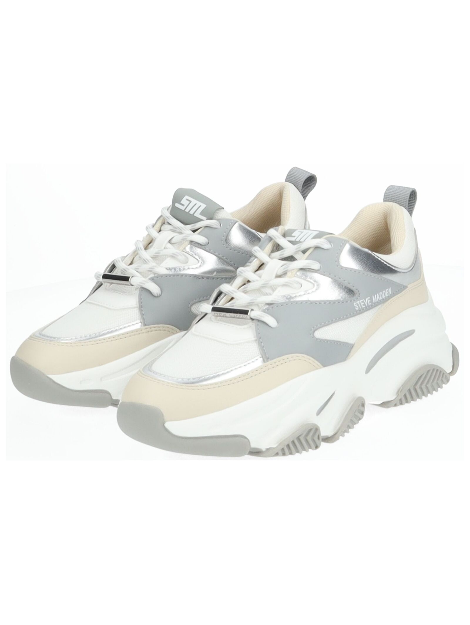 Sneaker STEVE MADDEN "STEVE MADDEN Sneaker Lederimitat/Textil", Damen, Gr. 40, silber (silber, weiß), Lederimitat, Textil, Schuhe Sneaker 3