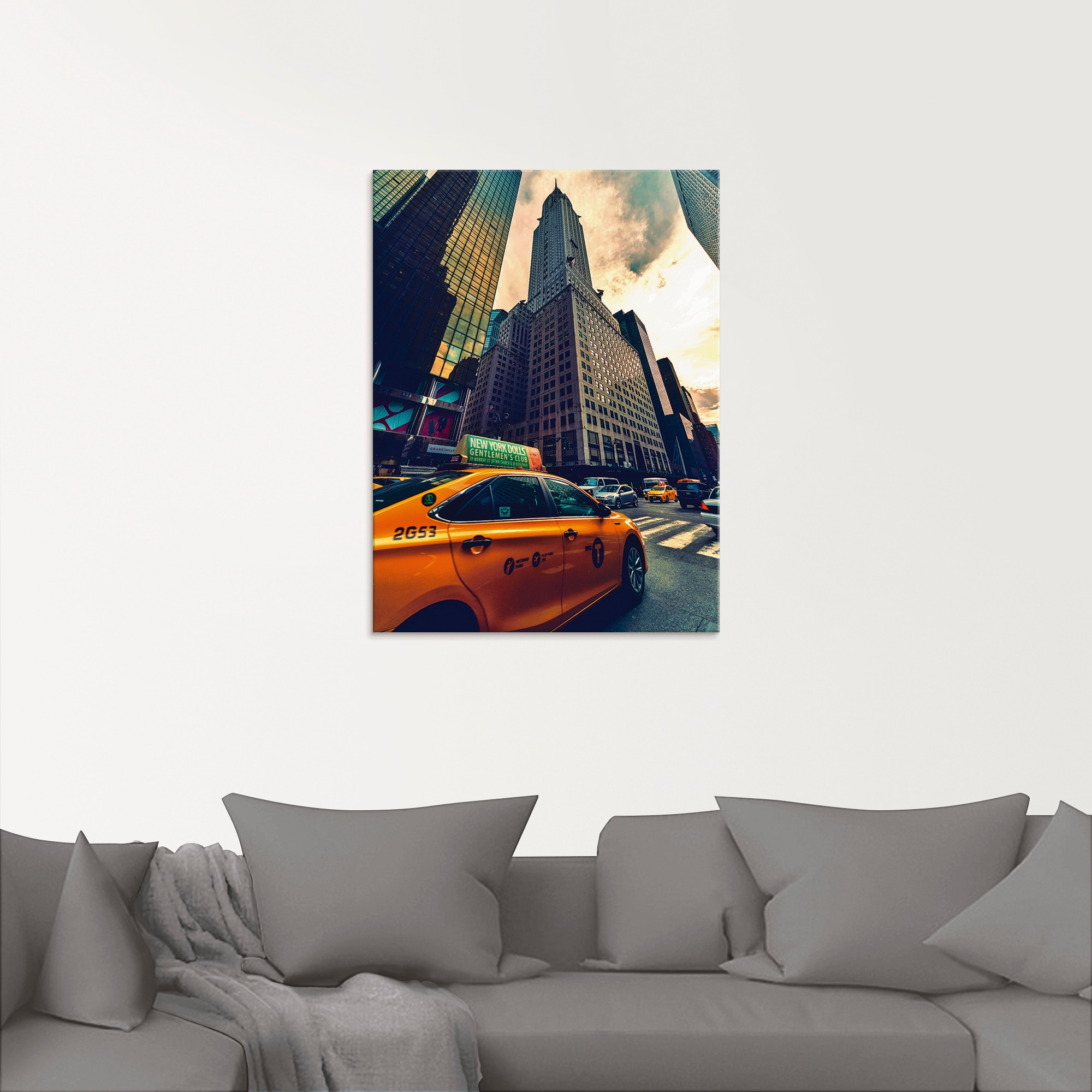 Artland Glasbild »Taxi in New York«, Gebäude, (1 St.), in verschiedenen Größen