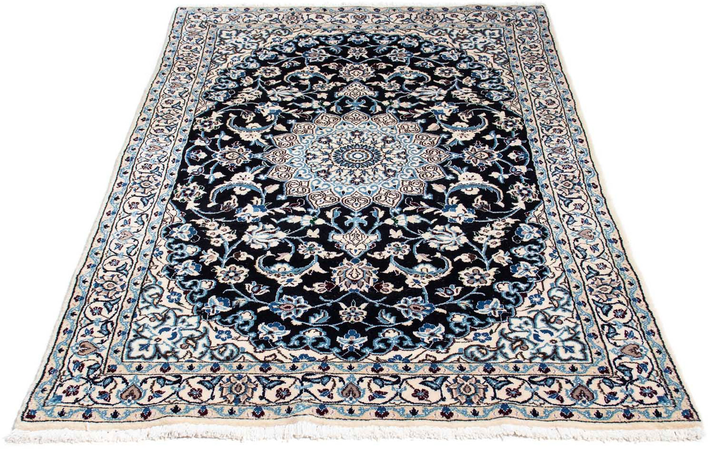 morgenland Orientteppich "Perser - Nain - Royal - 175 x 108 cm - dunkelblau", rechteckig, 10 mm Höhe, Wohnzimmer, Handge