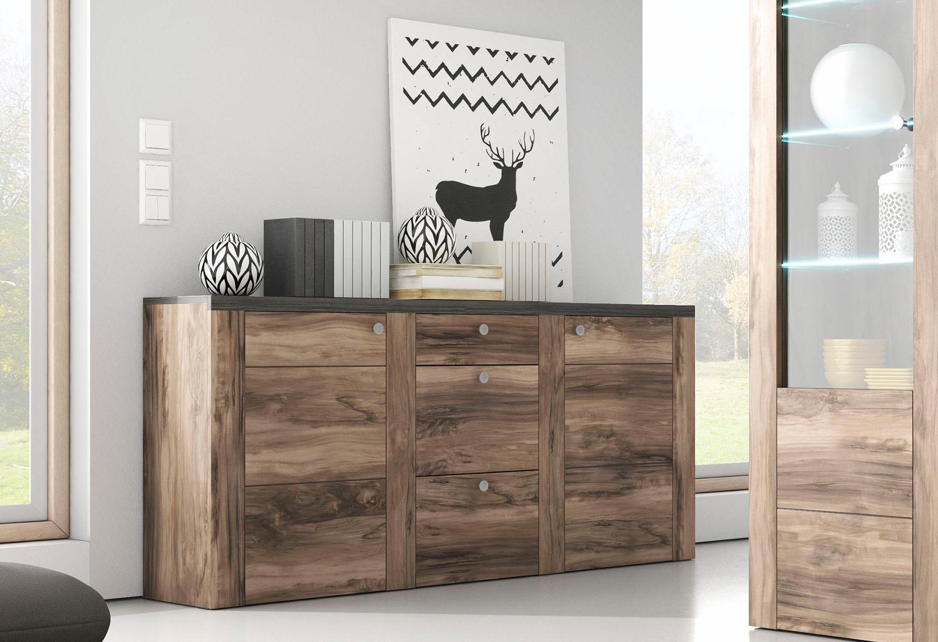 Home affaire Sideboard "Larona, zeitlose Kommode mit 2 Türen, 3 Schubkästen günstig online kaufen