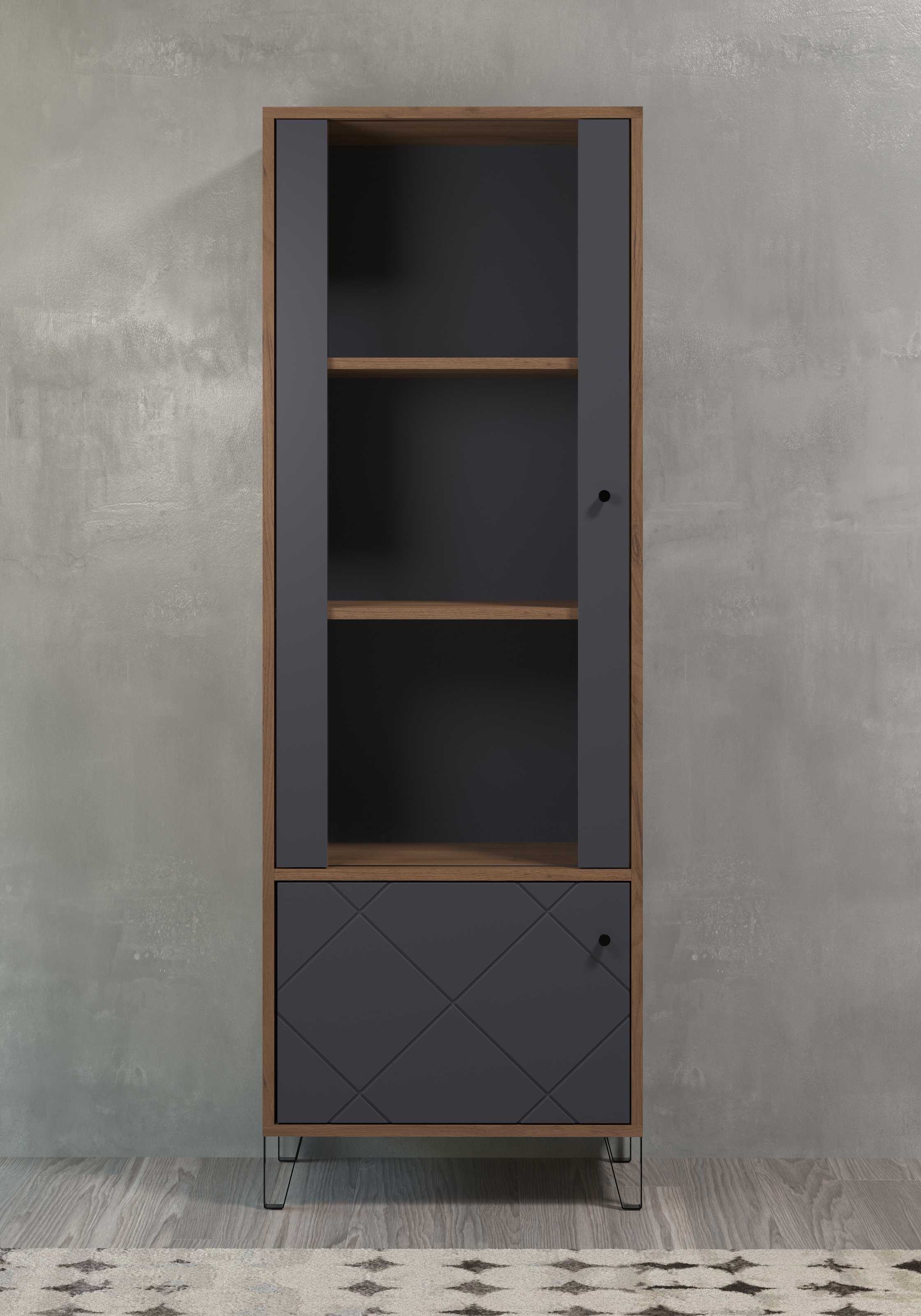 PLACES OF STYLE Vitrine "Molveno" 1 Stk. tlg. Standvitrine mit 2 Türen - (B günstig online kaufen