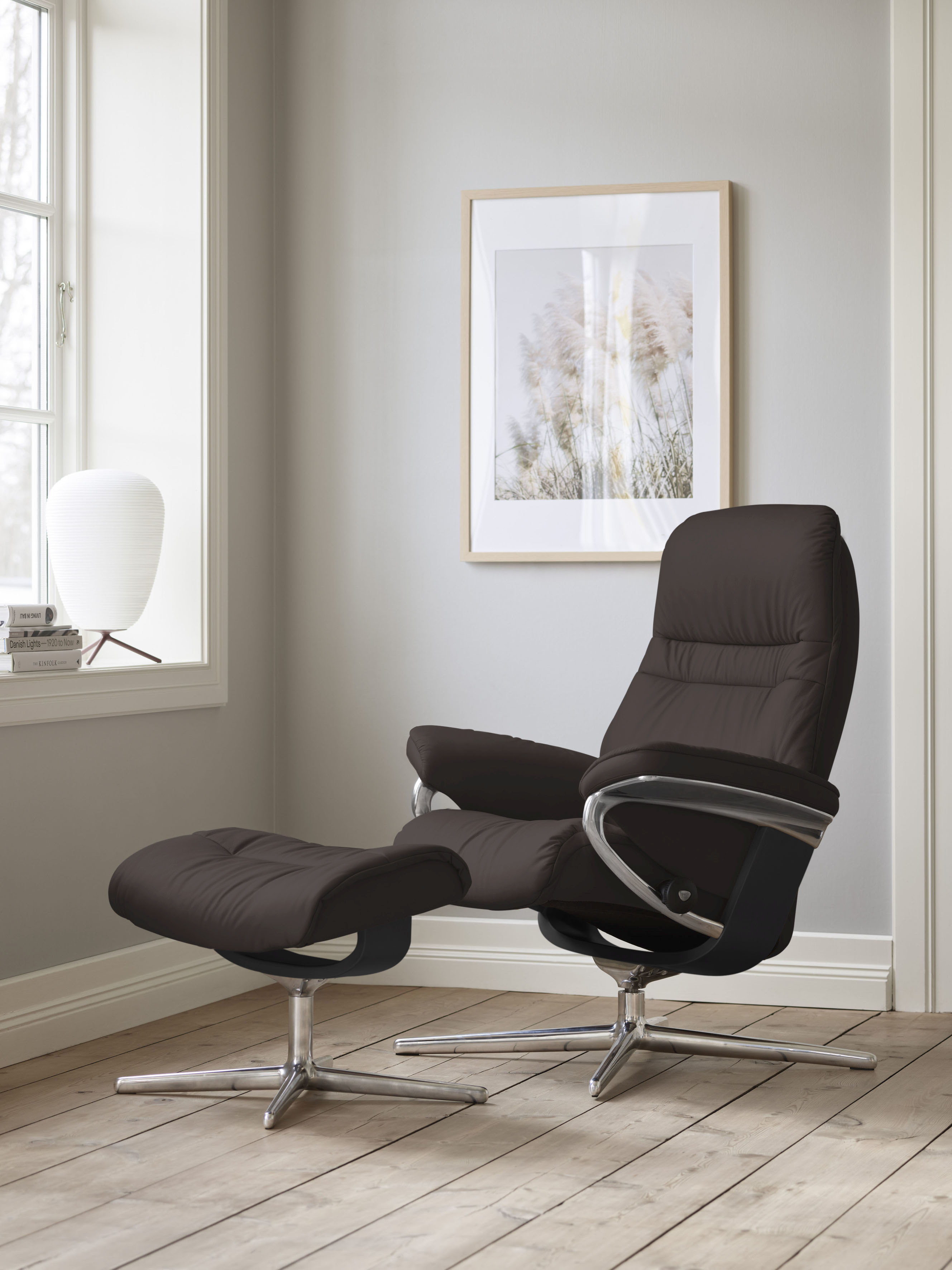 Stressless Relaxsessel "Sunrise" mit Cross Base, Größe S, M & L, Holzakzent Schwarz