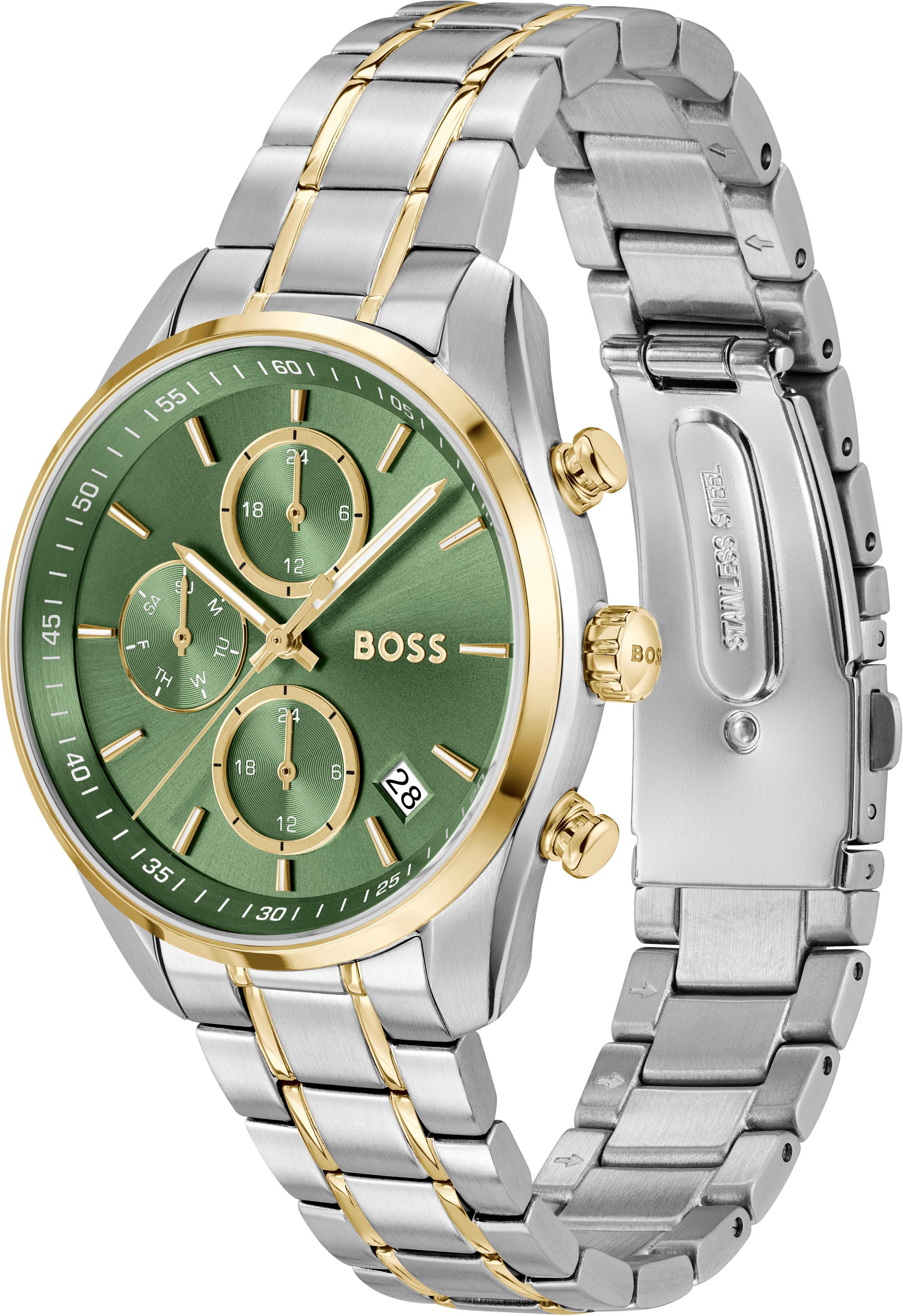 BOSS Multifunktionsuhr »GRAND TOUR LADIES«, Quarzuhr, Armbanduhr, Damenuhr, Edelstahlarmband