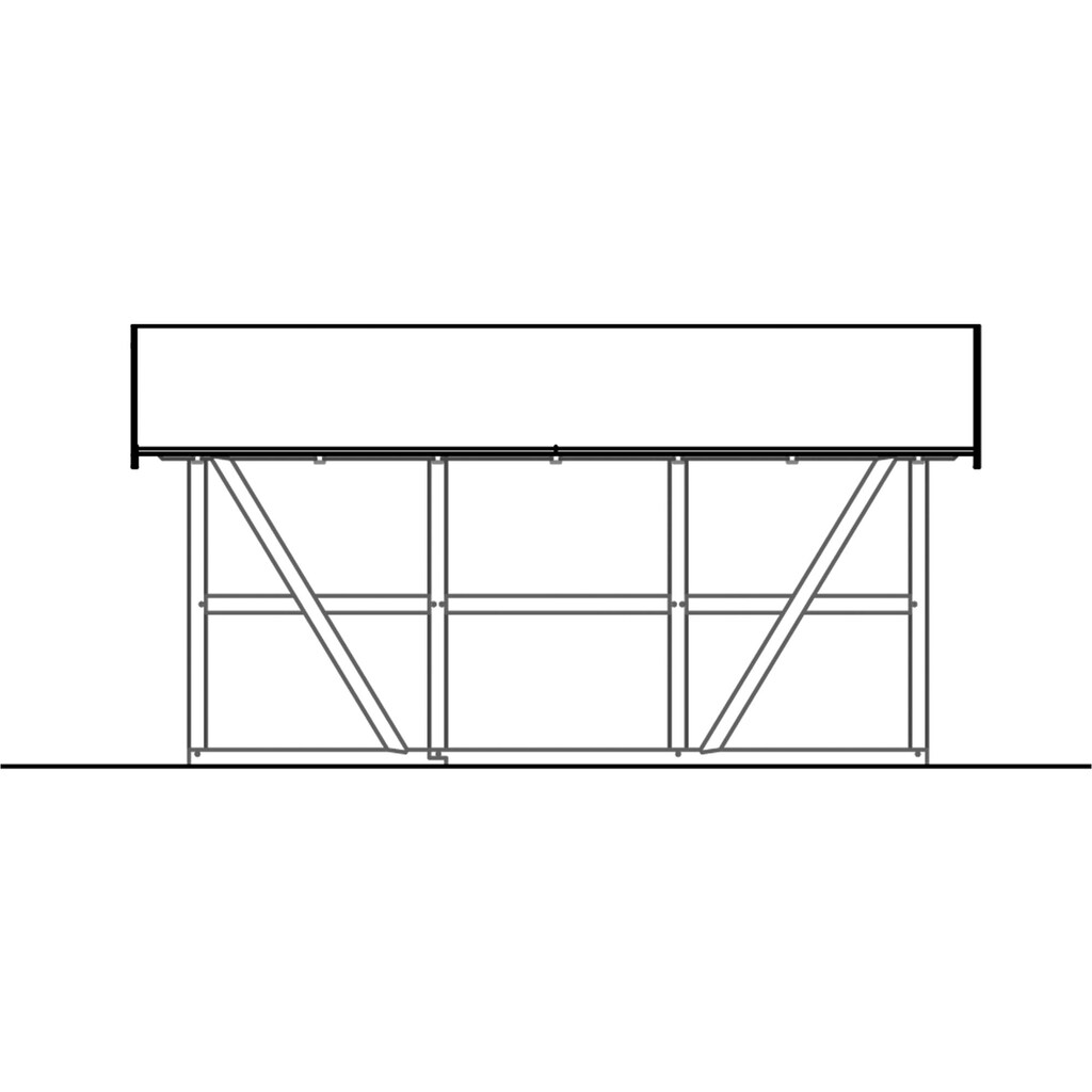 Skanholz Doppelcarport »Schwarzwald«, KVH, Fichte, 560 cm, Weiß, 684x600cm mit Rückwand und Dachlattung