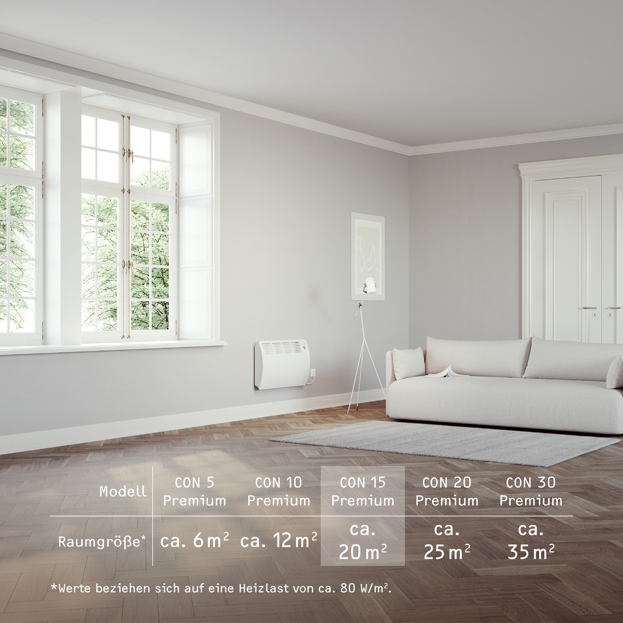 STIEBEL ELTRON Konvektor »»CON 15 Premium«, Wandkonvektor, energiesparend, VDE geprüft, 1,5 kW«, für ca. 20 m², LC-Display, Wochen-/120 Min-Kurzzeittimer, Silent Mode