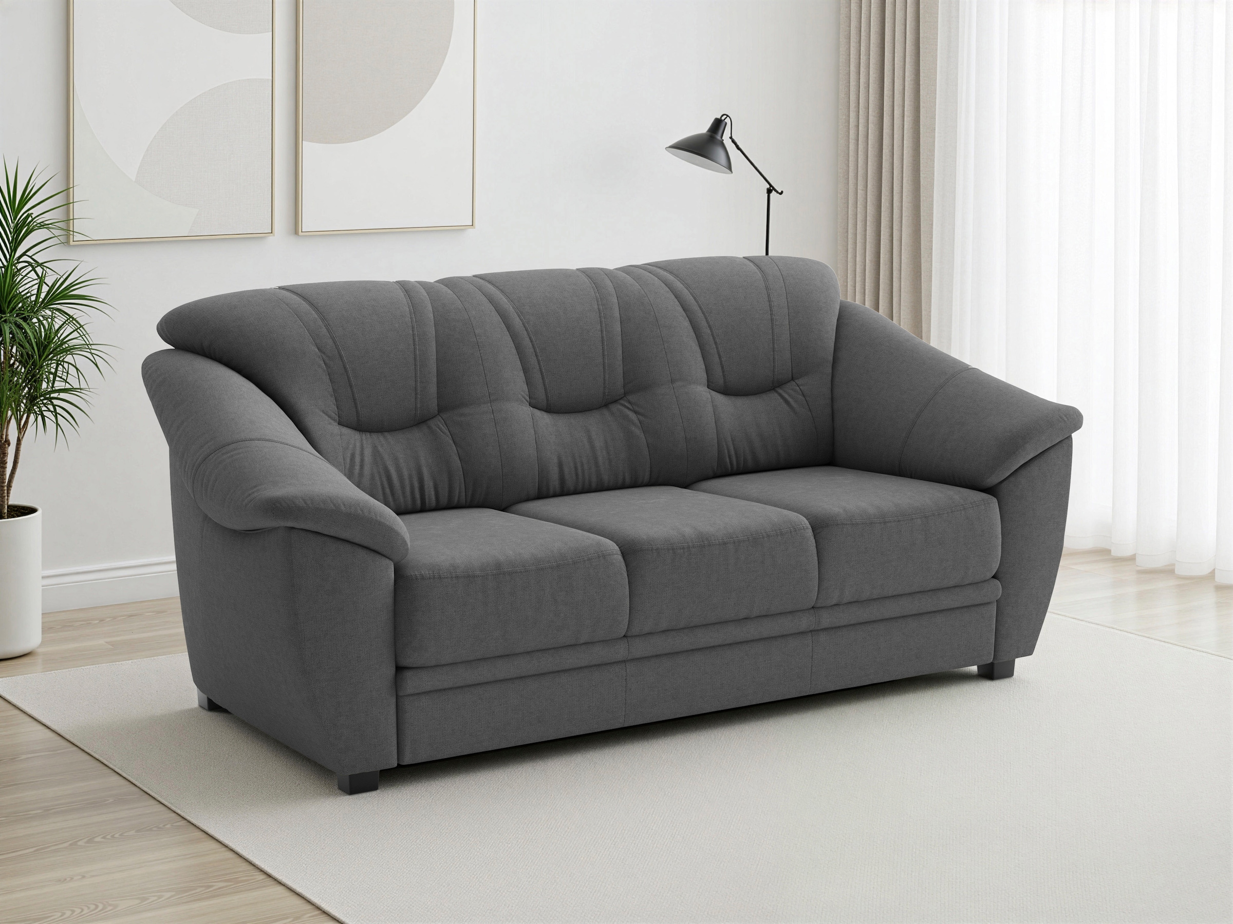 sit&more 3-Sitzer "Savona, B: 198 cm, Federkern, Komfortsitzhöhe 46 cm" optional Schlaffunktion, Liegefläche 190x137cm, Stoff- & Lederauswahl