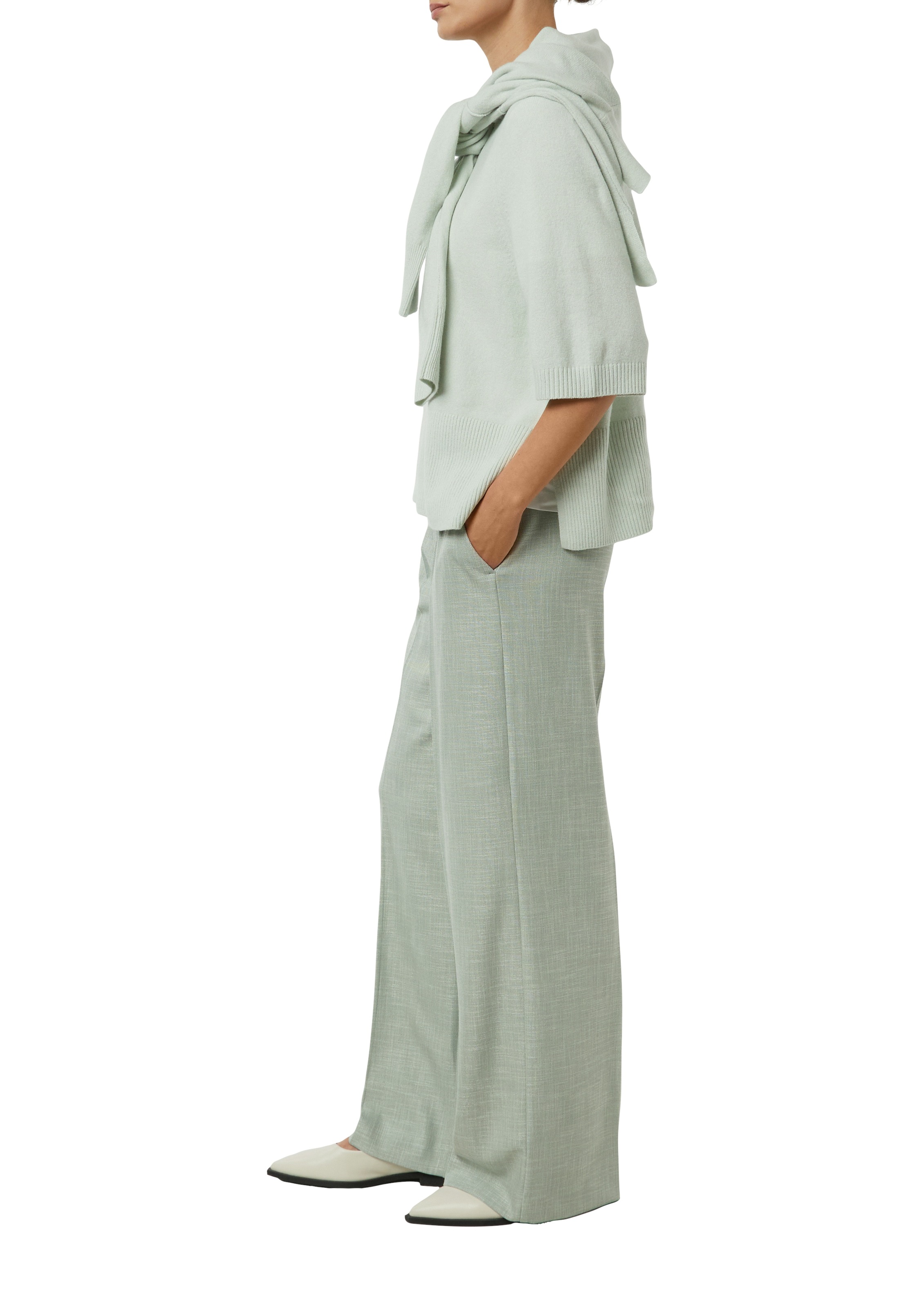 Comma Stoffhose meliert, mit geradem Bein und Bundfalte günstig online kaufen