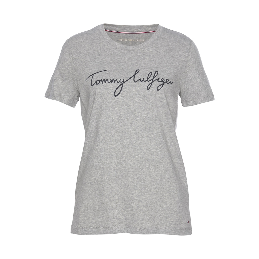 Tommy Hilfiger T-Shirt »HERITAGE CREW NECK GRAPHIC TEE«, mit Tommy Hilfiger Script Logo-Schriftzug & Logo-Flag am Saum