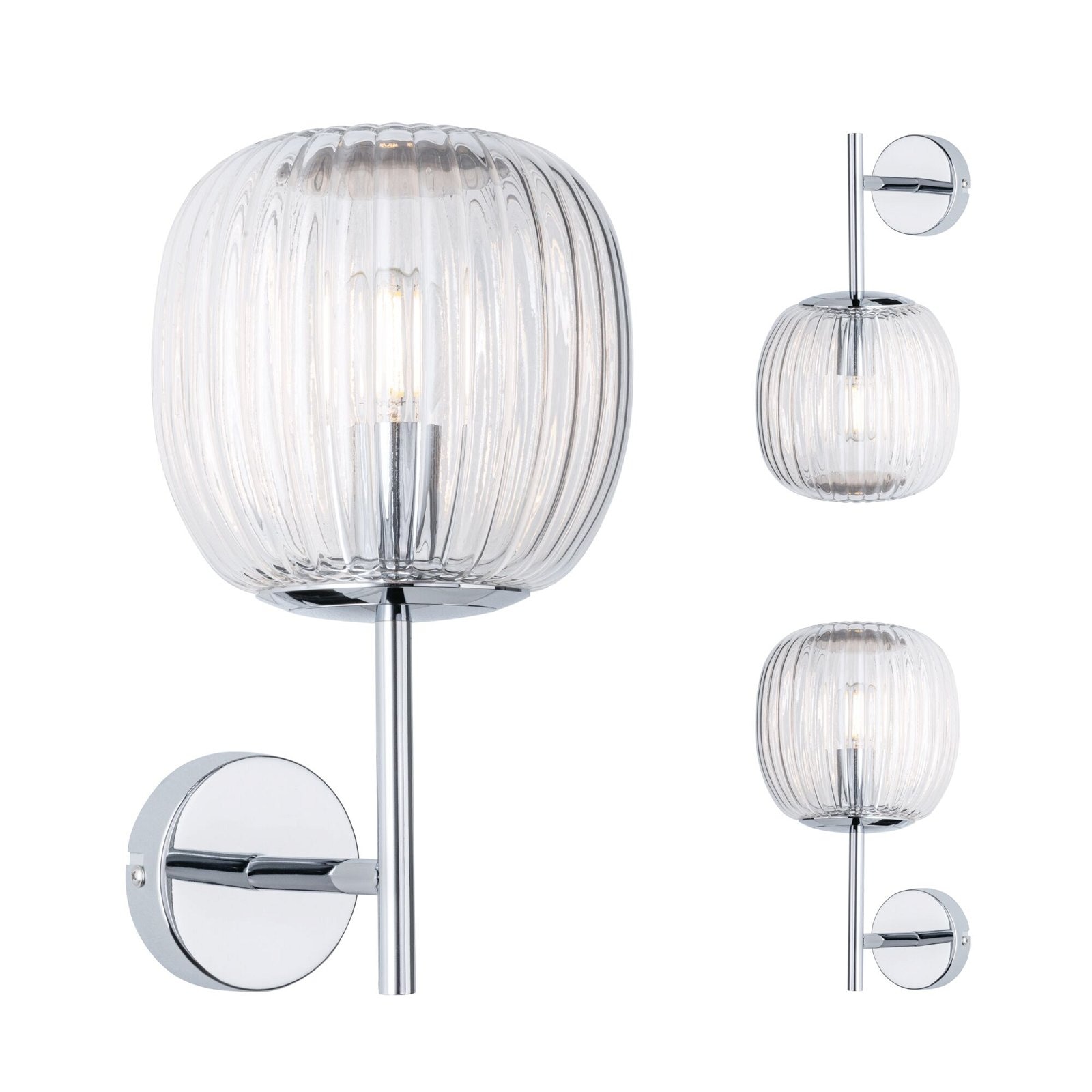 Paulmann Wandleuchte »Ruya IP44 E14 230V max. 20W Glas, Chrom«, 1 flammig, Leuchtmittel E14 | ohne Leuchtmittel