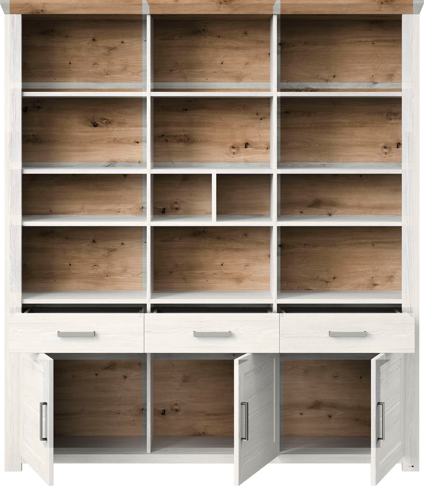 set one by Musterring Aktenregal »York«, offenes Design, wahlweise mit Beleuchtung, 3 Farben, Breite 184 cm