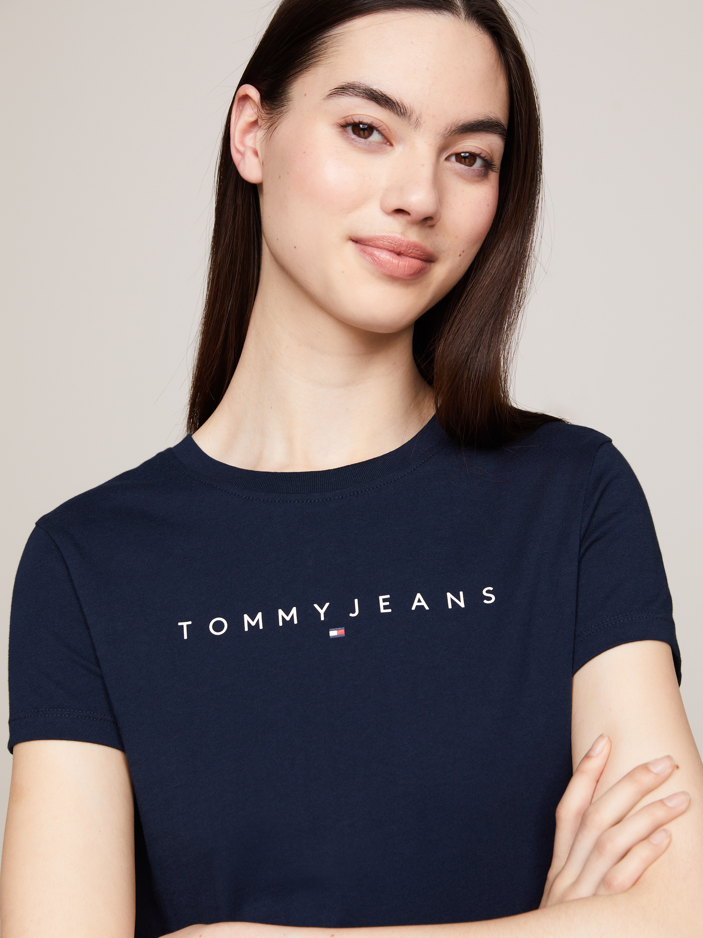 Tommy Jeans T-Shirt »TJW SLIM LINEAR TEE EXT«, mit Logo-Schriftzug