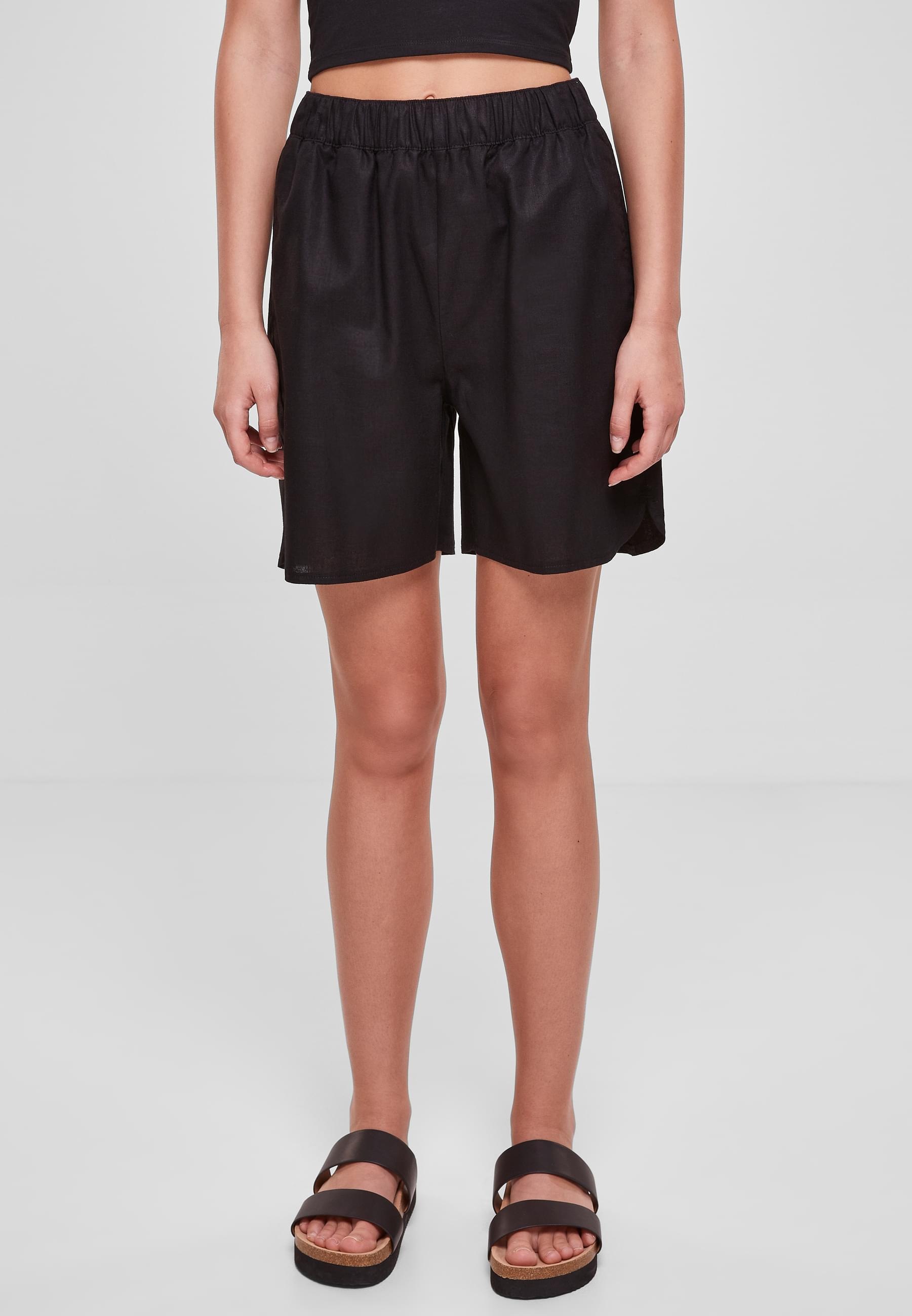 URBAN CLASSICS Shorts »Urban Classics Damen Ladies Linen Mixed Shorts«, (1 tlg.)
