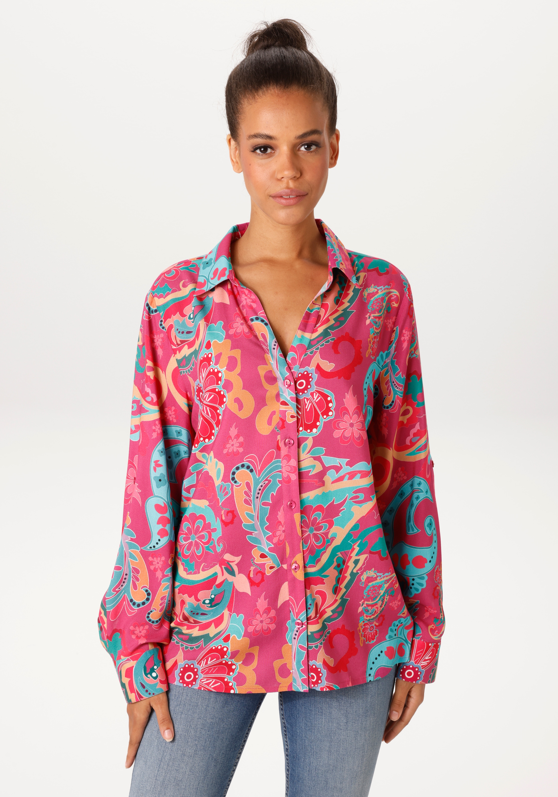 Aniston CASUAL Hemdbluse mit farbenfrohem, grafischen Druck - NEUE KOLLEKTI günstig online kaufen
