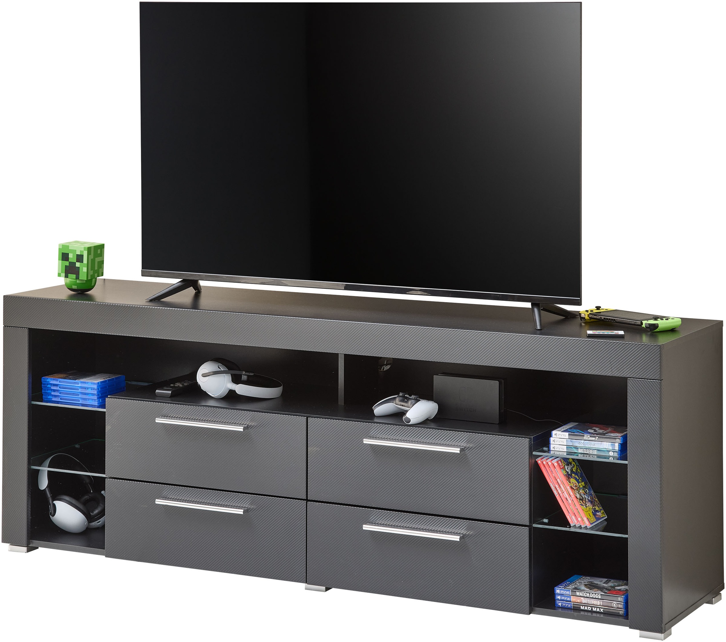 Stolkom TV-Schrank »Goal«, 4 Schubkästen, 6 offenen Fächern, Stellmaß 179/66/44 cm