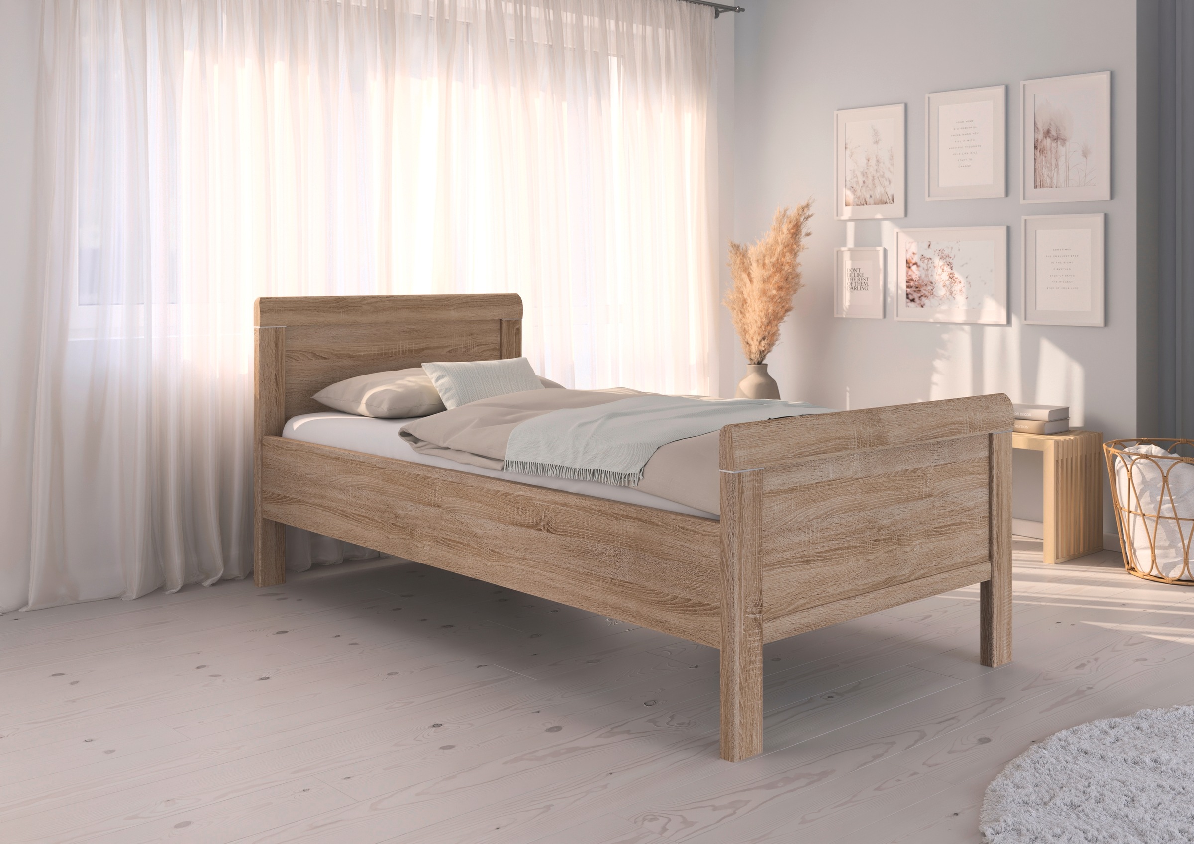 Thumbnail - rauch Bett "Bett Einzelbett Stollenbett EVELYN", in Komforthöhe aus Holzwerkstoff in elegantem Stil MADE IN GERMANY