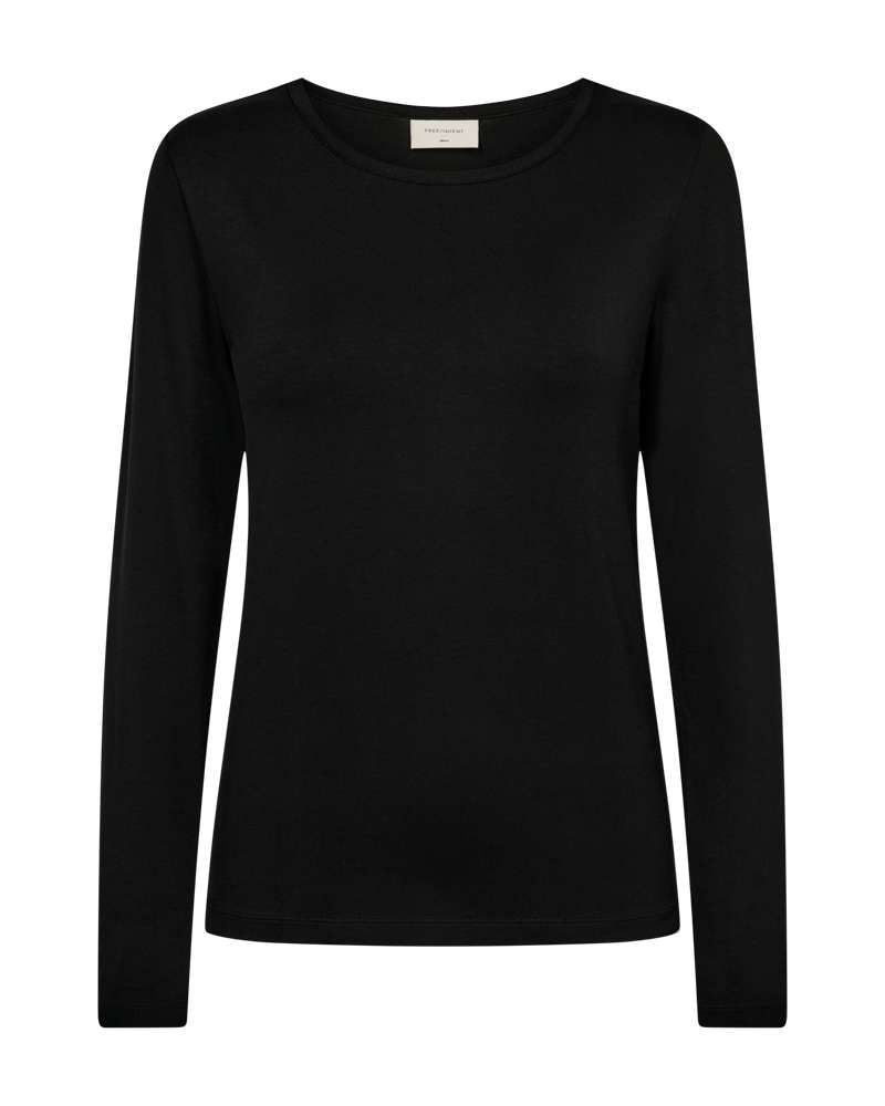 FREEQUENT Langarmshirt "Style Liana" Rundhalsshirt mit Viskose und Stretch