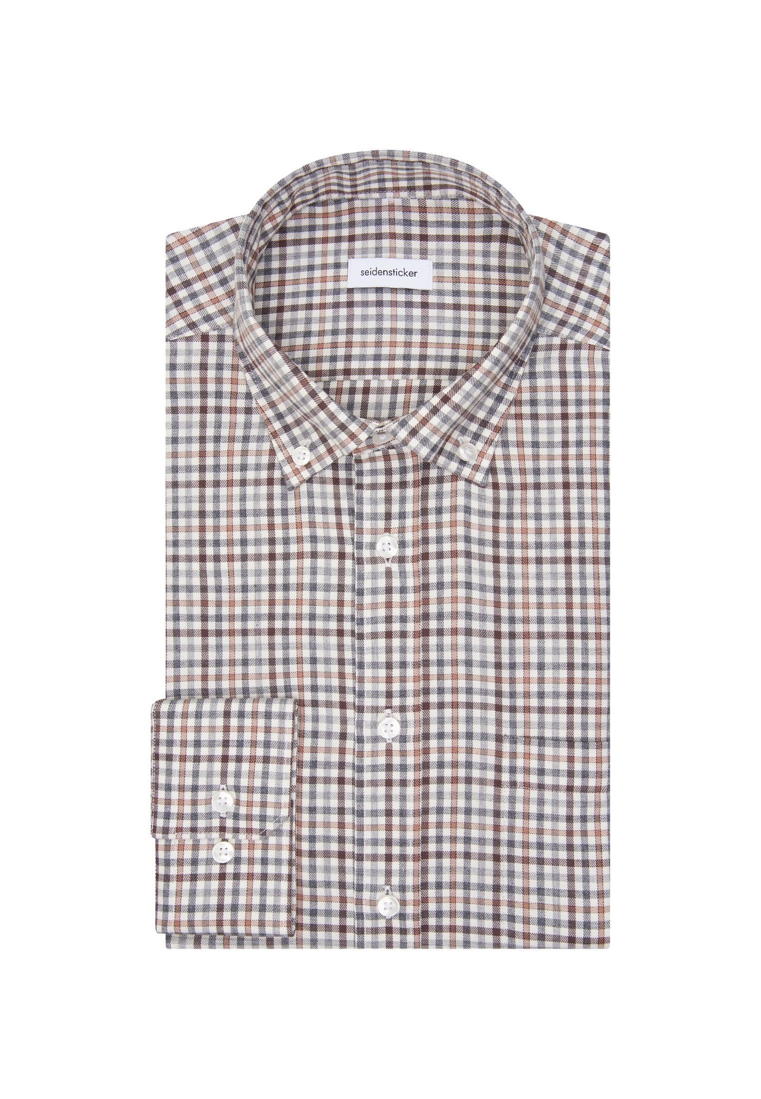 seidensticker Flanellhemd »Schwarze Rose«, Regular 1/1 Button-Down-Kragen Karo