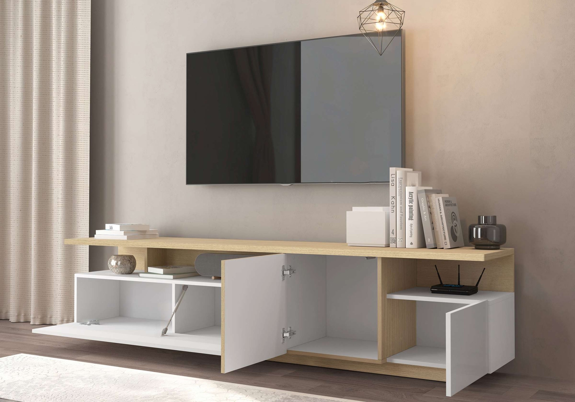 OTTO home Lowboard »Lowboard ETHOS,Lowboard,TV-Kommode,TV-Möbel,TV-Bank« 1 Stk. tlg. Mit zwei Drehtüren, einer Klapptür und zwei offenen Fächern,B.210 cm