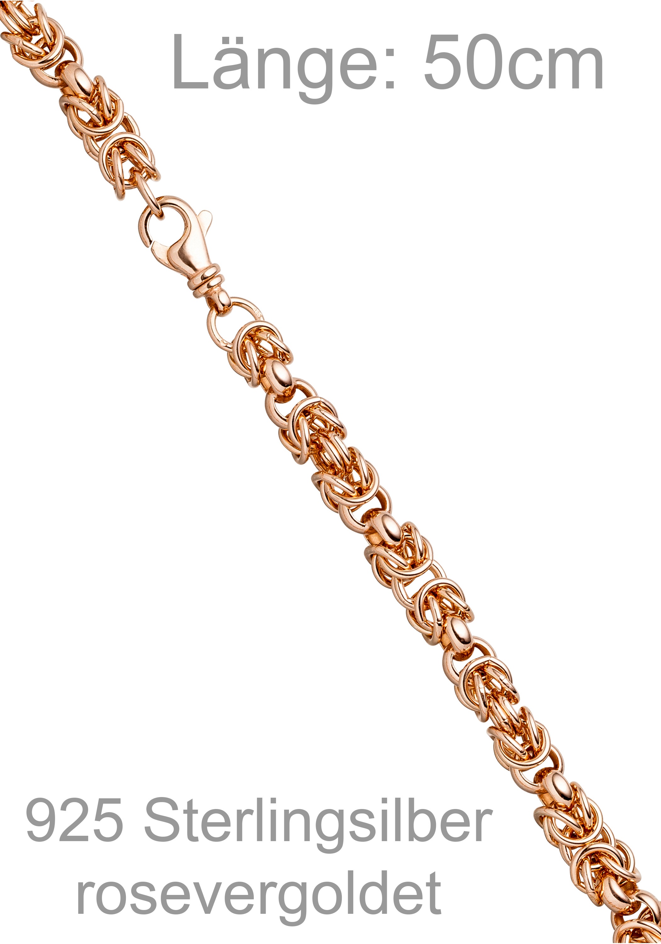 JOBO Königskette »Herrenkette 7,2 mm« 925 Silber roségold vergoldet 50 cm