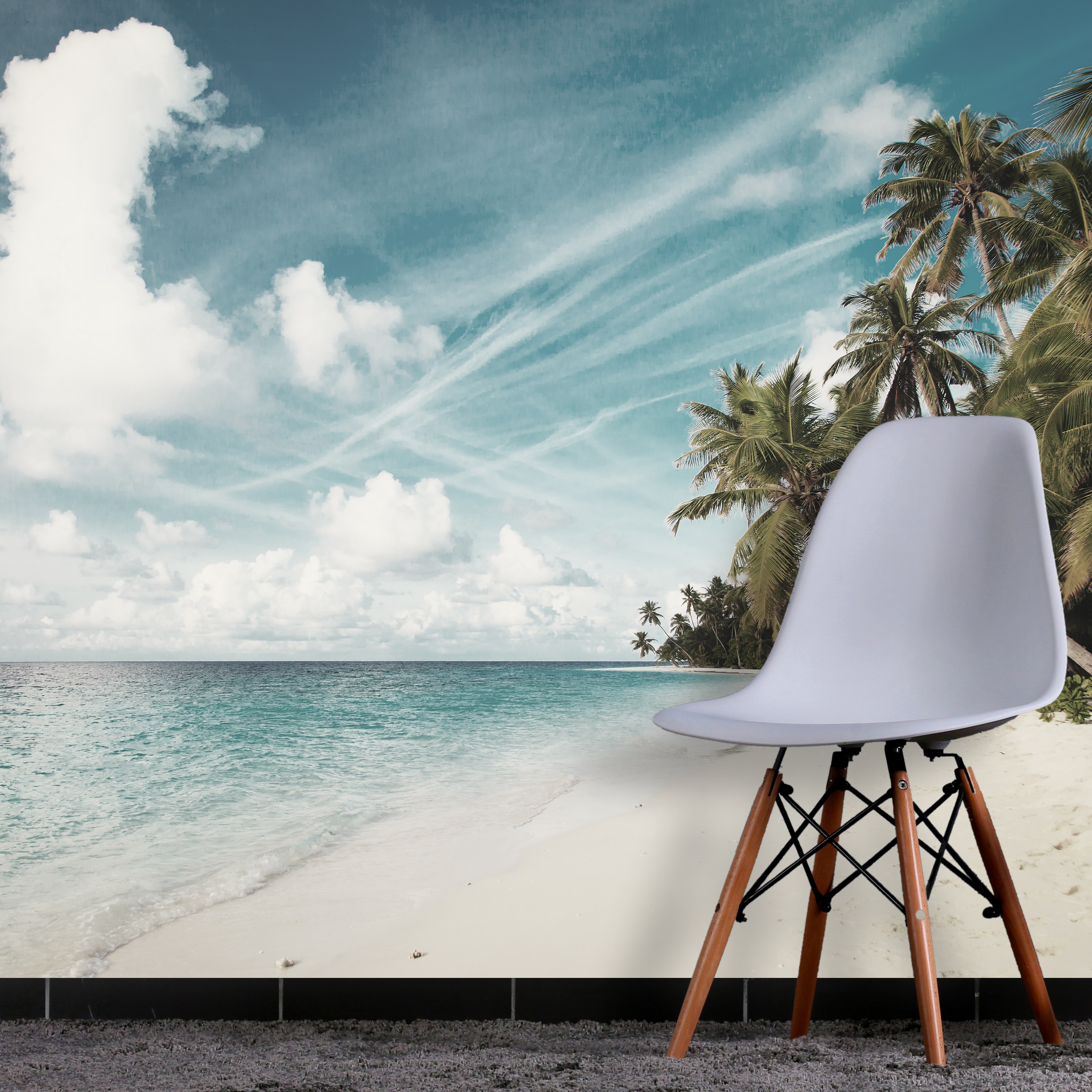 queence Fototapete "Strand und Meer" Meer Motiv bedruckt realistisch glatt Wandpaneele, selbstklebend, Tapete, Sticker, Wanddeko, XXL-Fotomotiv