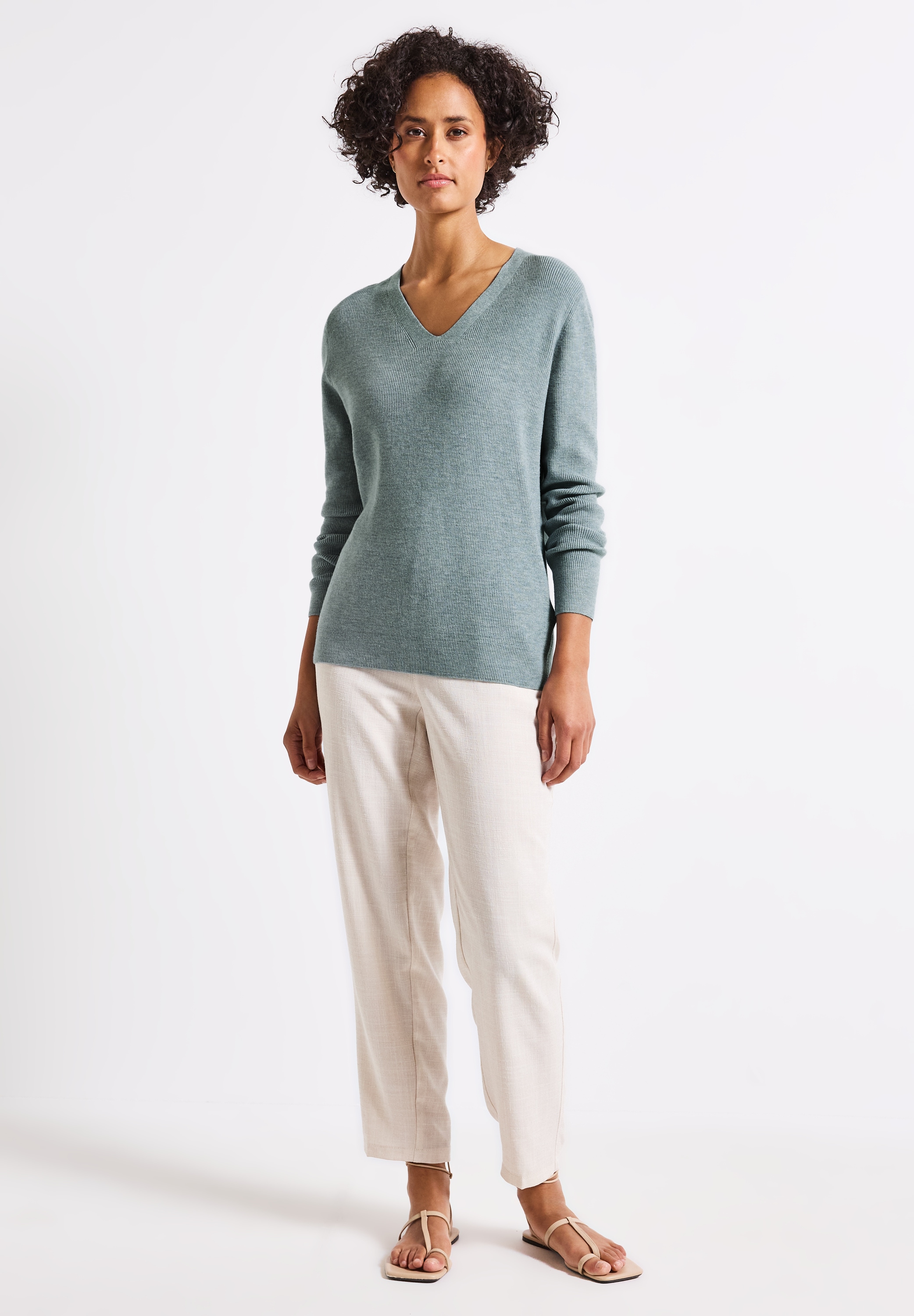 STREET ONE V-Ausschnitt-Pullover, aus softem Materialmix