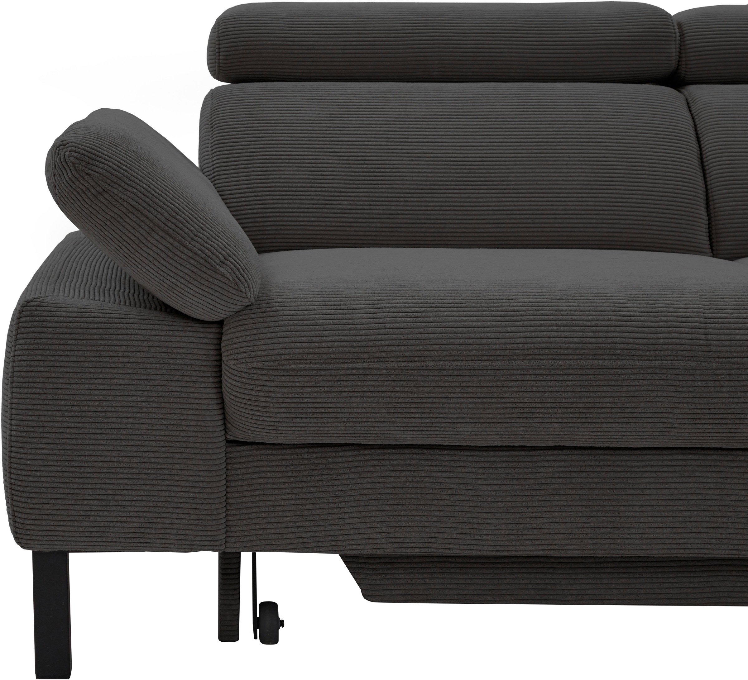 Home affaire Ecksofa »Arnayon mit Querschläfer-Bettfunktion, Schlafsofa, großer Bettkasten«, manuelle Kopfteilverstellung, Tonnentaschen-Federkern, Feincord L-Form