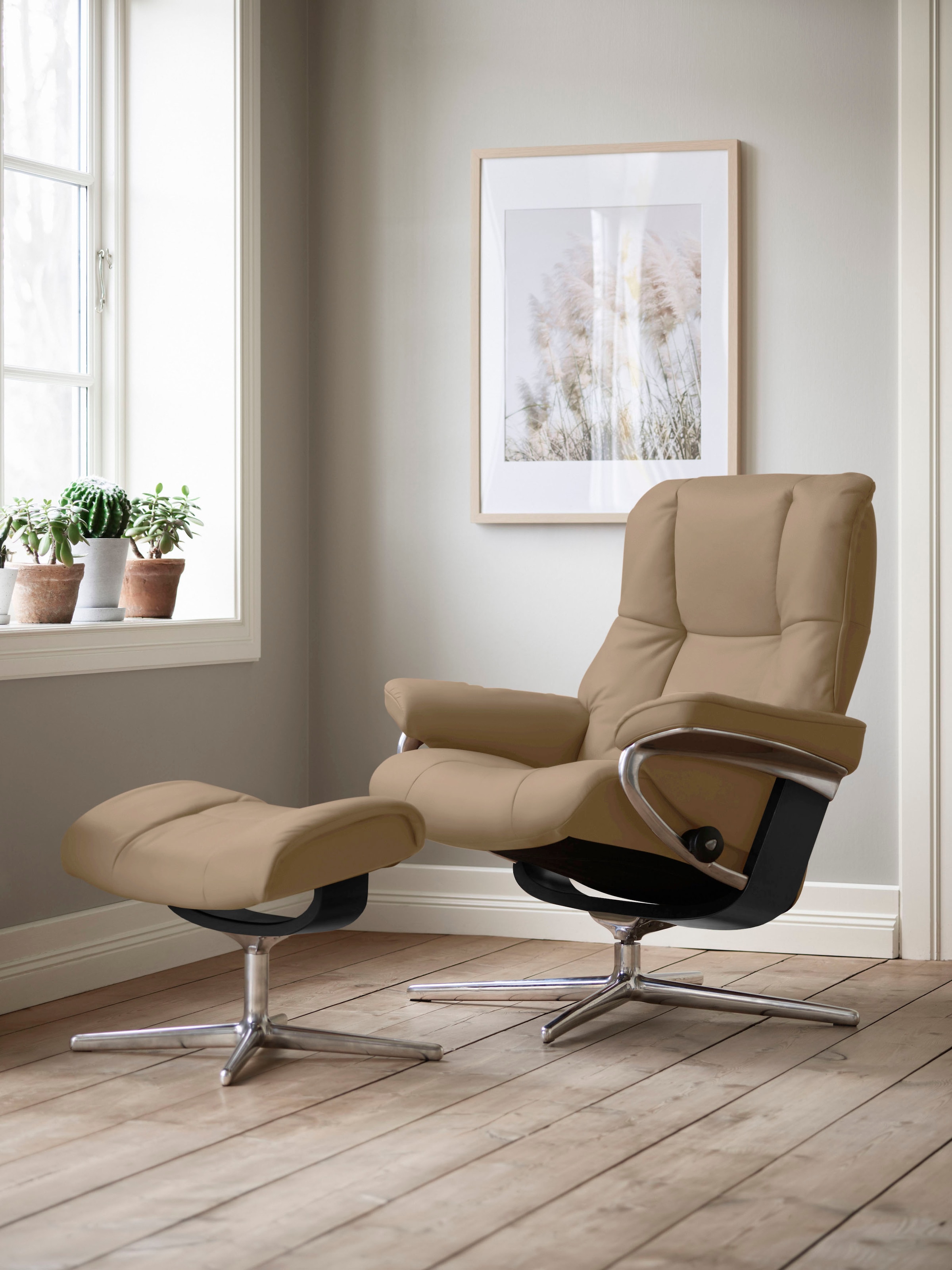 Stressless Relaxsessel "Mayfair" mit Cross Base, Größe S, M & L, Holzakzent Schwarz