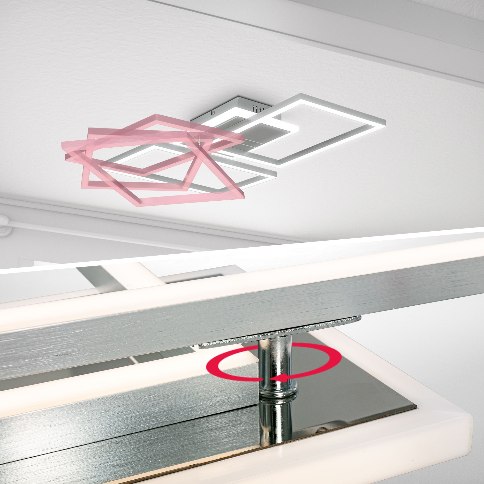 B.K.Licht LED Deckenleuchte »BKL1440 LED Deckenlampe, einstellbare Farbtemperatur, LED Lampe«, 1 flammig, Leuchtmittel LED-Modul | LED fest integriert, 2700K - 6500K, 4.200Lm, 40W, 50x38,8x8 cm, Chrom-Alu
