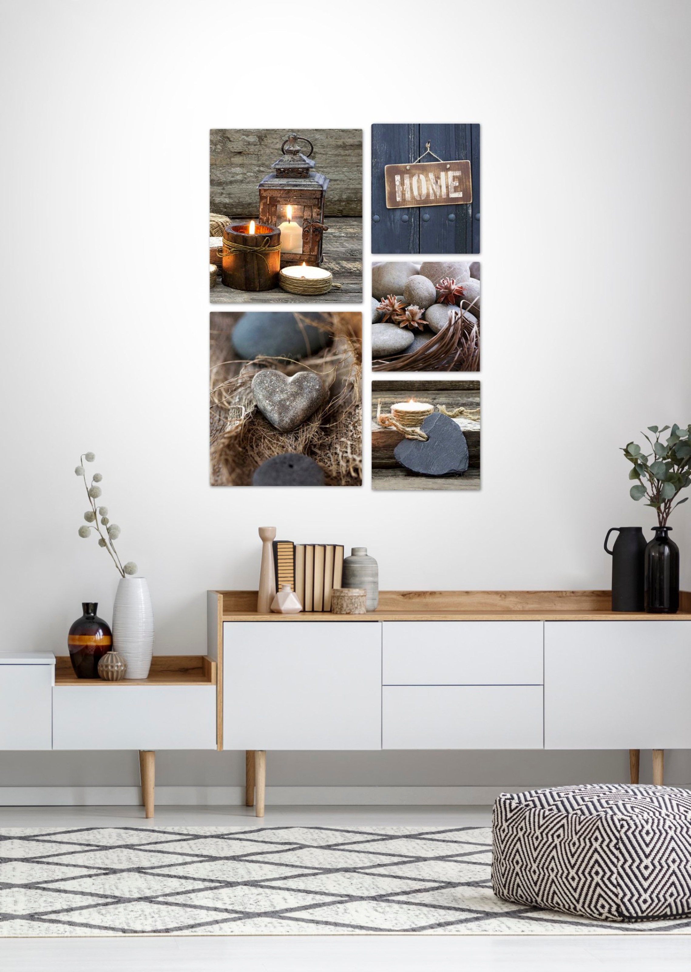 Art for the home Leinwandbild "Home" Natur  Zen 5 Stk. tlg. Zuhause SET 5-t günstig online kaufen