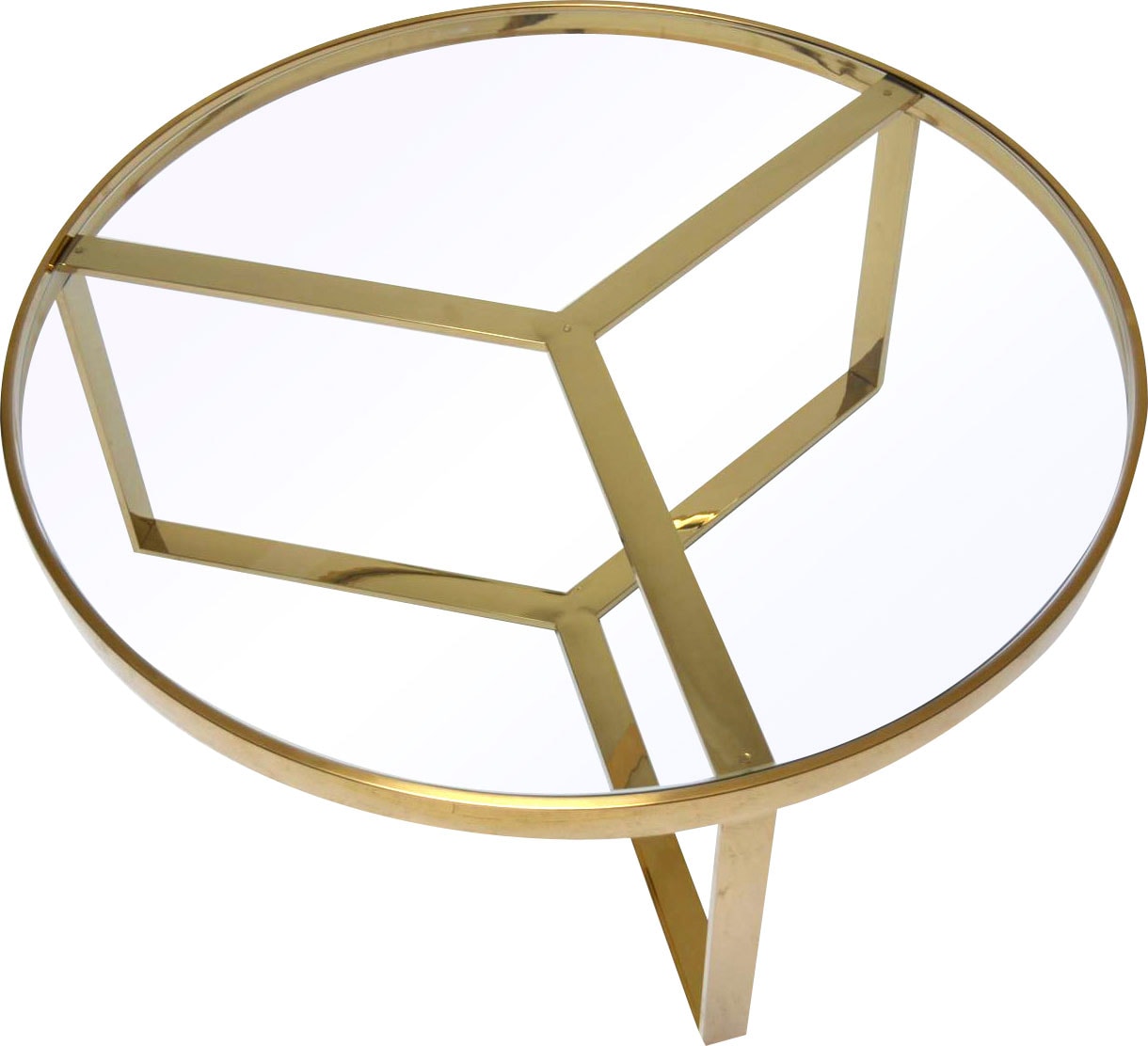 Leonique Couchtisch »Palmer«, Runder Couchtisch, gold, Chrom, Glasplatte, Gestell, 90x90x40