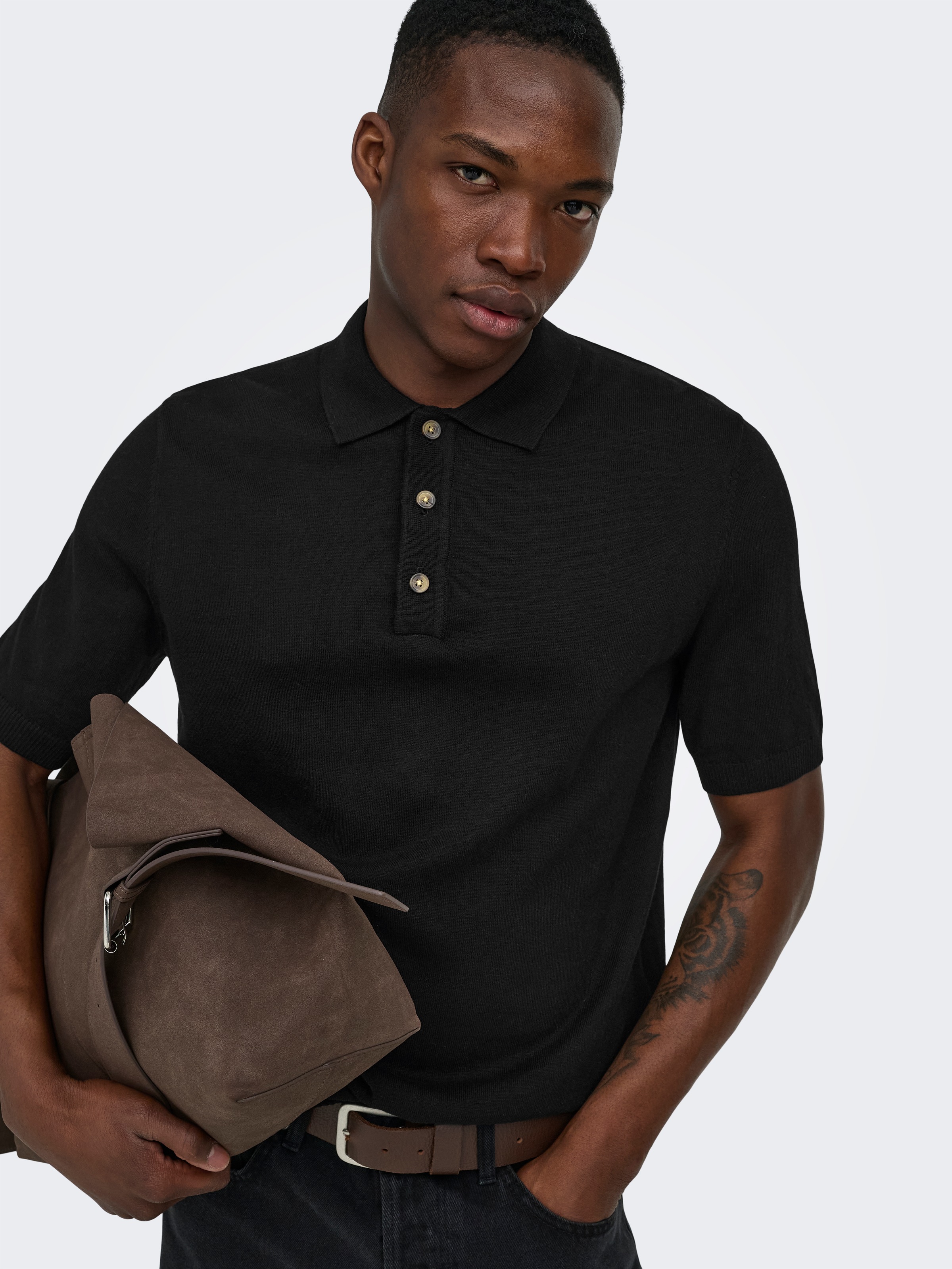 ONLY & SONS Polokragenpullover »ONSLOUI REG 12 SS MEL POLO KNIT NOOS« Baumwollmischung, regular fit