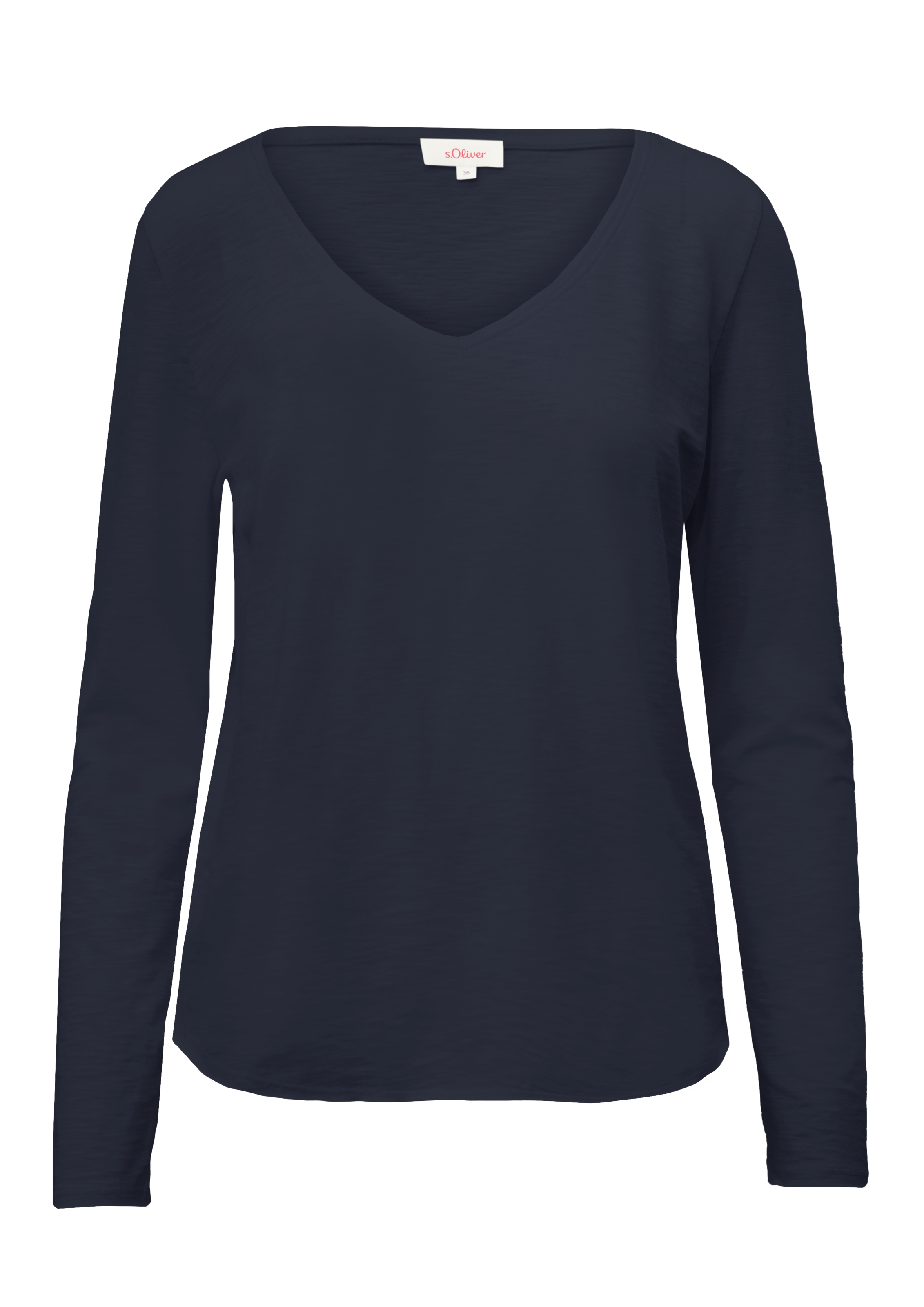 s.Oliver Langarmshirt, mit tiefem V-Ausschnitt