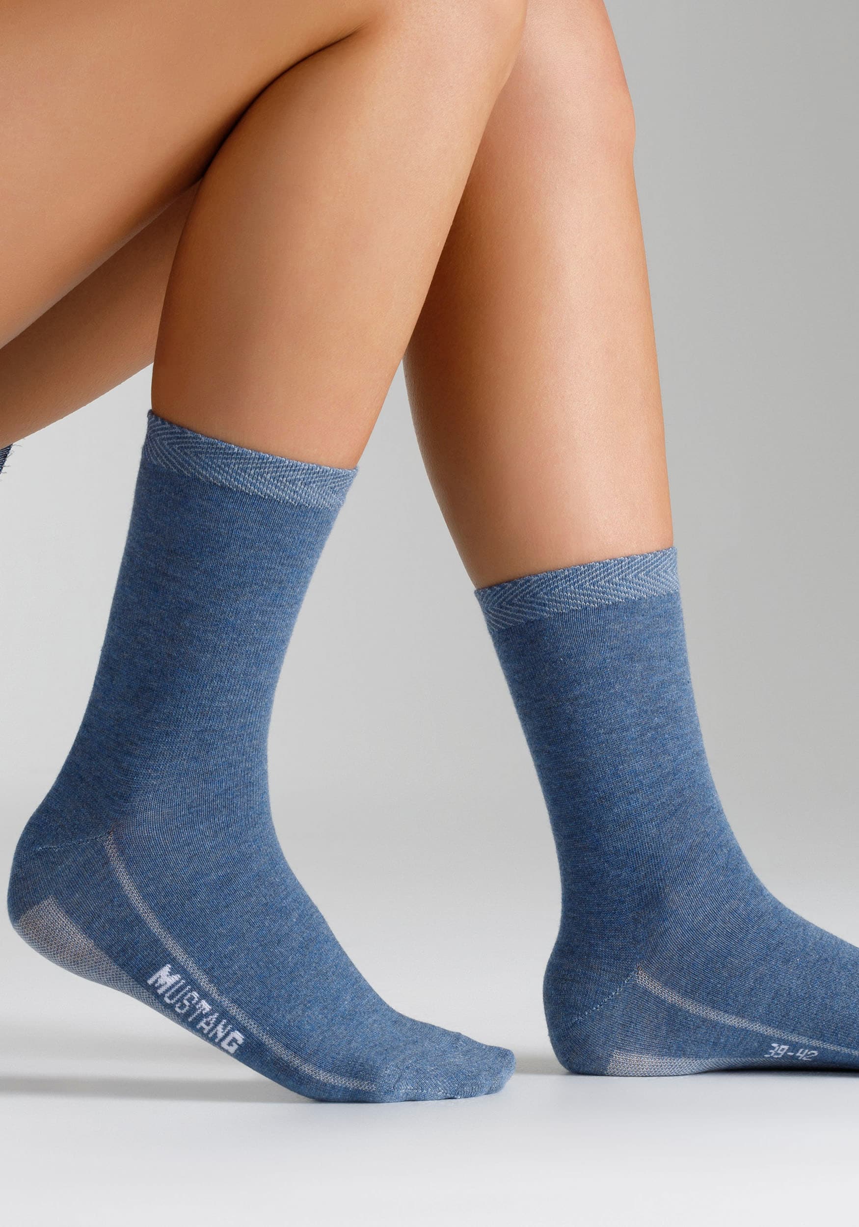 MUSTANG Socken, (Packung, Fersen- Paar), Zehenbereich 6 BAUR und Verstärktem 