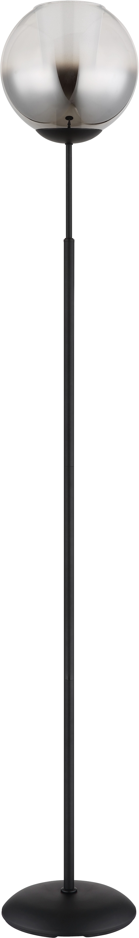 GLOBO LIGHTING Stehlampe »BARRY«, Leuchtmittel E27 | ohne Leuchtmittel, Stehlampe/Metall/Glaskugel rauchfarben/Glaskristalle klar