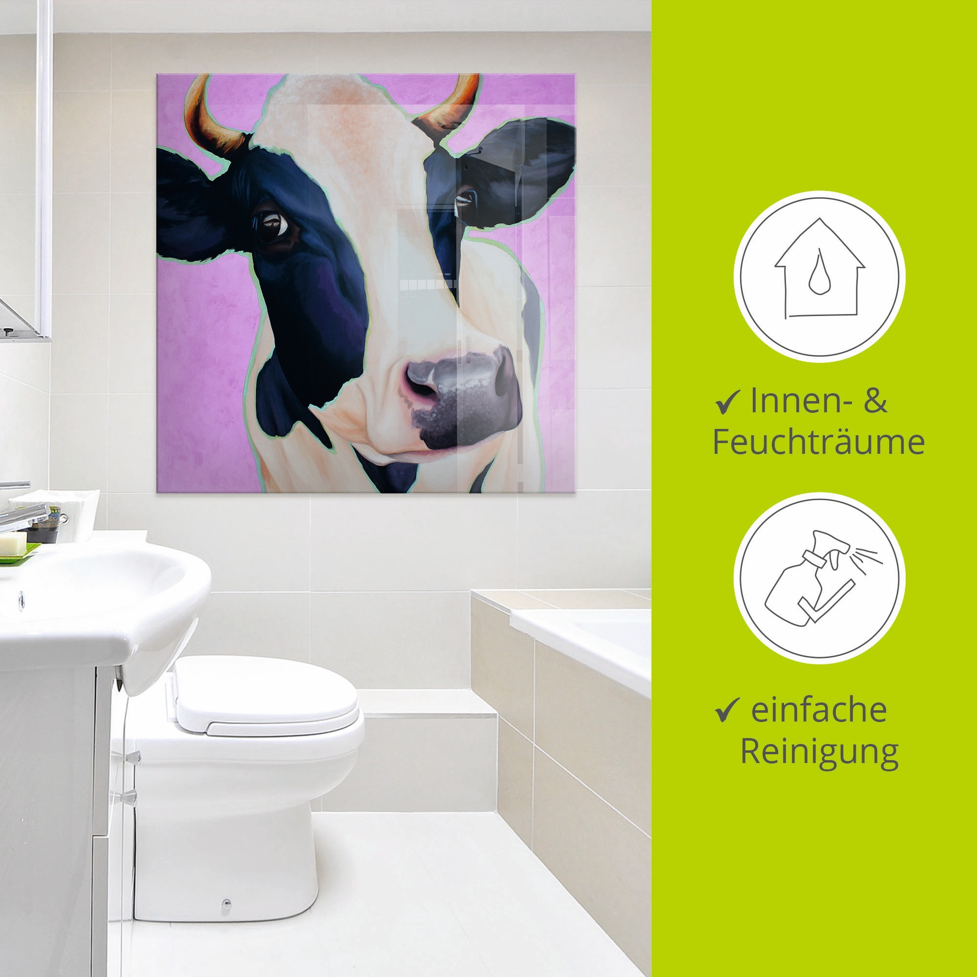 Artland Glasbild »Kuh Josefine«, Haustiere, (1 St.), in verschiedenen Größen