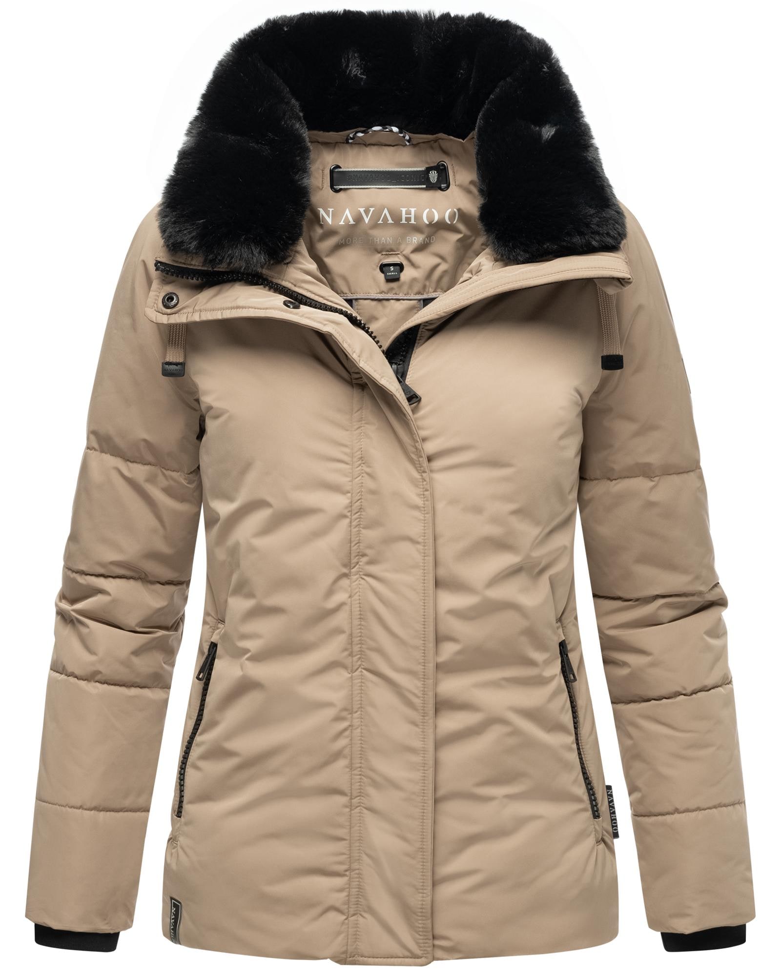 Navahoo Winterjacke "Frostii XIV", ohne Kapuze, modische Damen Winter Steppjacke mit Kunstfellkragen