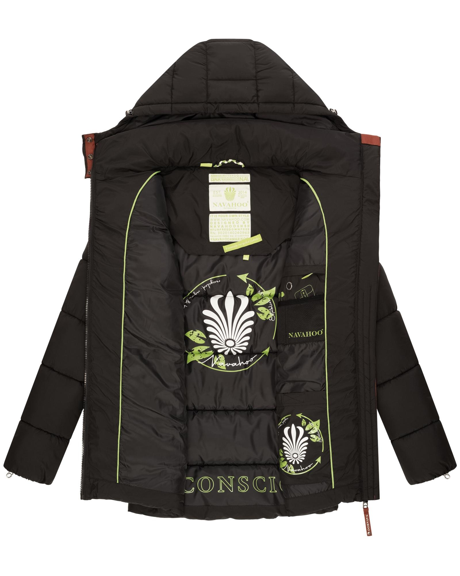 Navahoo Winterjacke »Wattewölkchen«, mit Kapuze, Modische Damen Steppjacke mit kontrastfarbenen Details