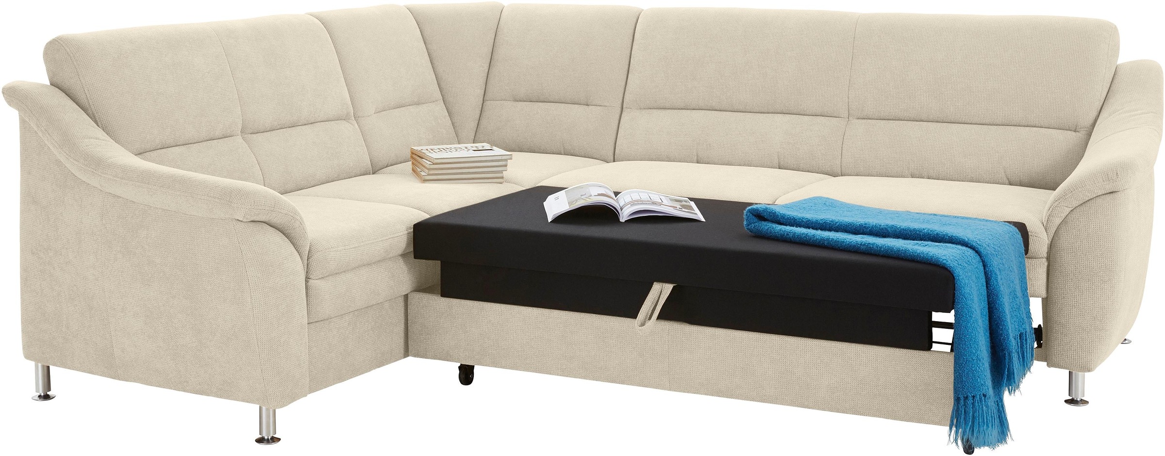 sit&more Ecksofa »Cardoso L-Form«, mit Federkern, wahlweise mit Bettfunktion und Schubkasten