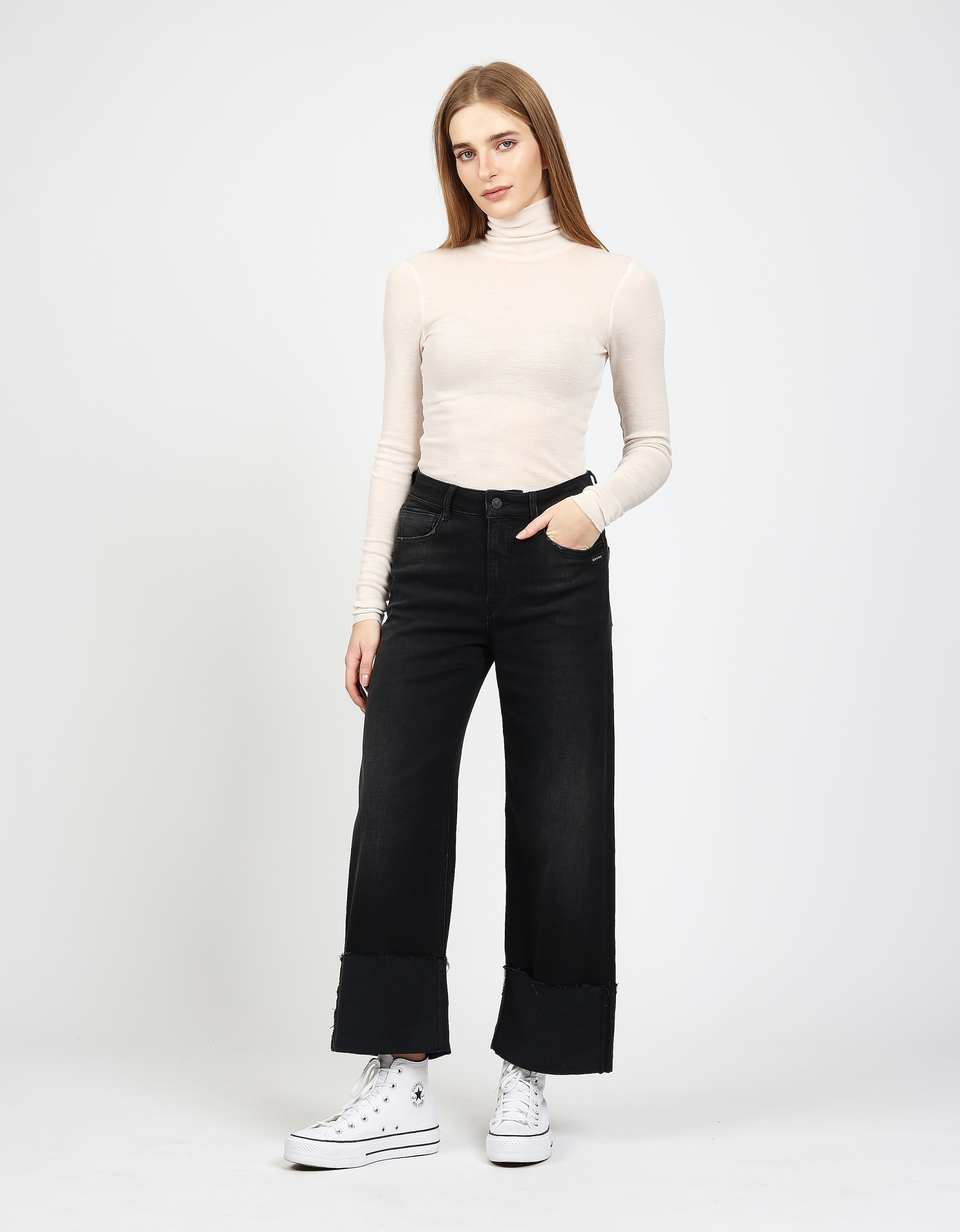 GANG Weite Jeans »94JETTE CULOTTE«, mit hochgeschlagenem, ausgefranstem Saum, Wide Fit