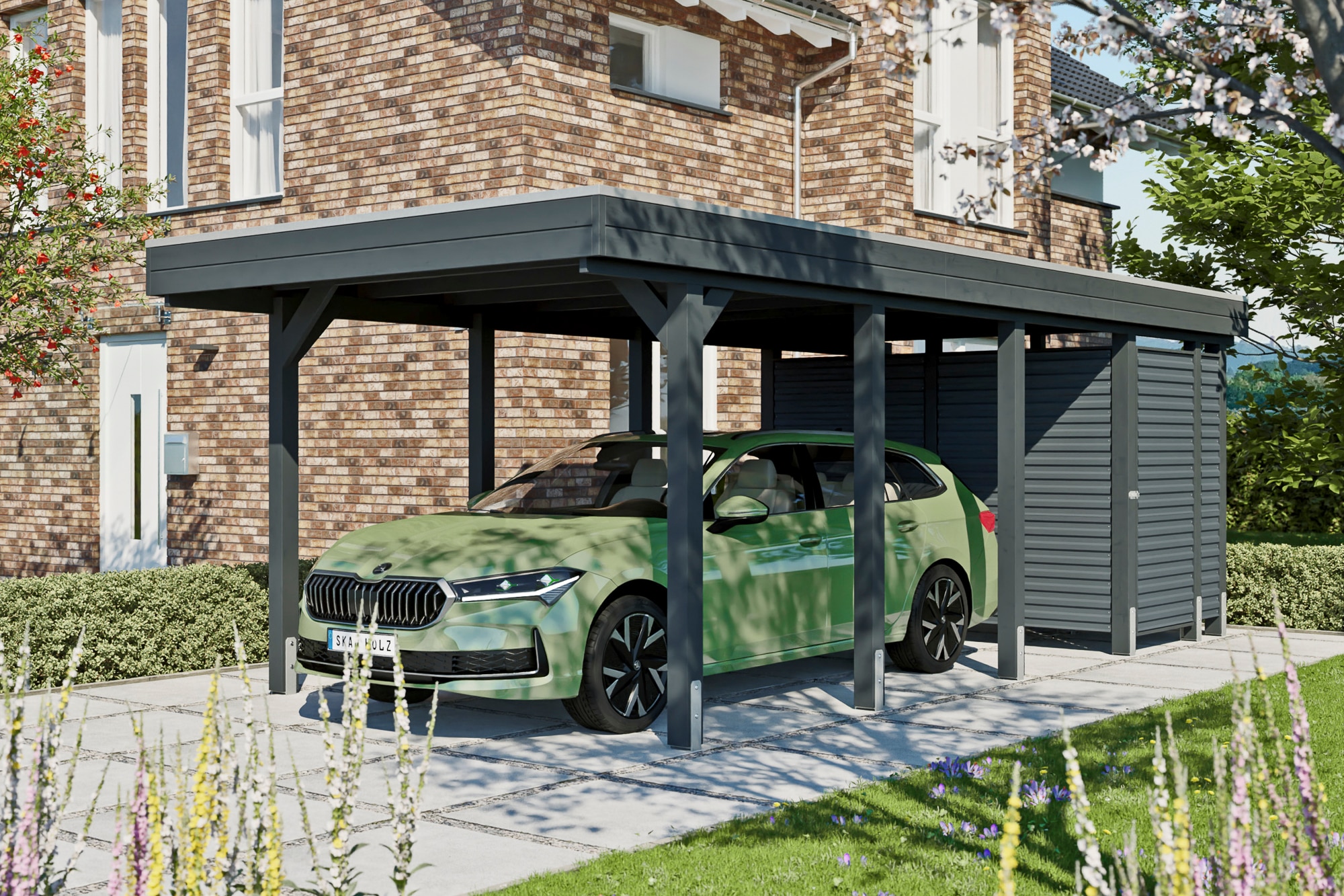Skanholz Einzelcarport »Friesland Set 12«, Holz, 270 cm, Anthrazit
