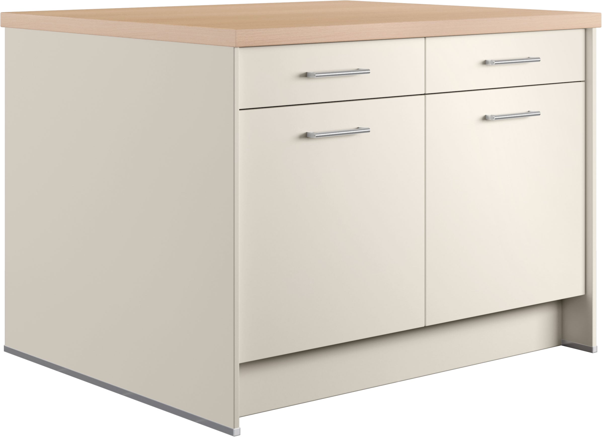 IMPULS KÜCHEN Kücheninsel "Kopenhagen, flexibel stellbar, Schubkästen mit Soft-Close" Set, vormontiert, mit integriertem Sitzplatz auf einer Seite, Breite 123 cm