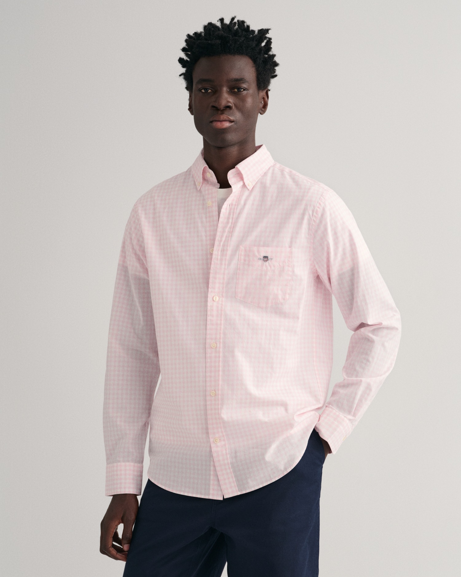 Gant Langarmhemd "REG POPLIN GINGHAM SHIRT", mit Logostickerei auf der Brus günstig online kaufen