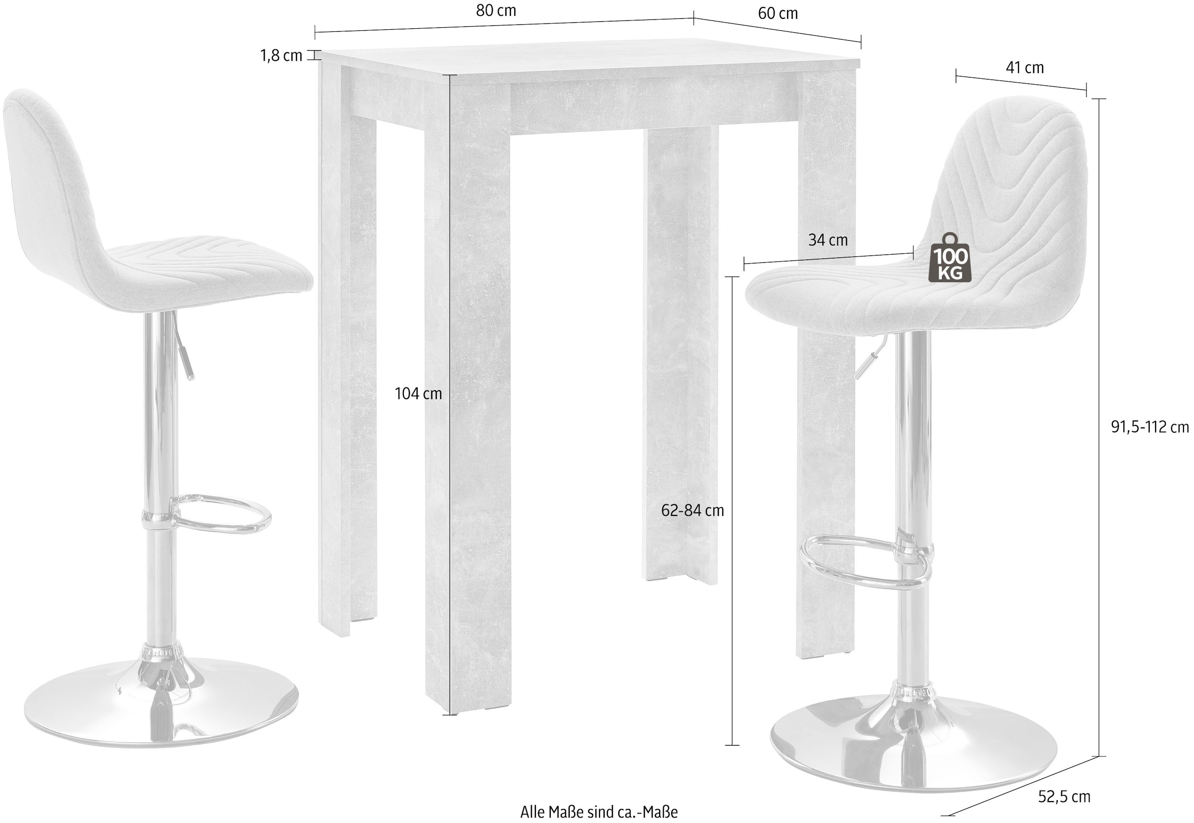 Homexperts Bargruppe »Nika-Circus«, Tisch mit 2 Barhockern