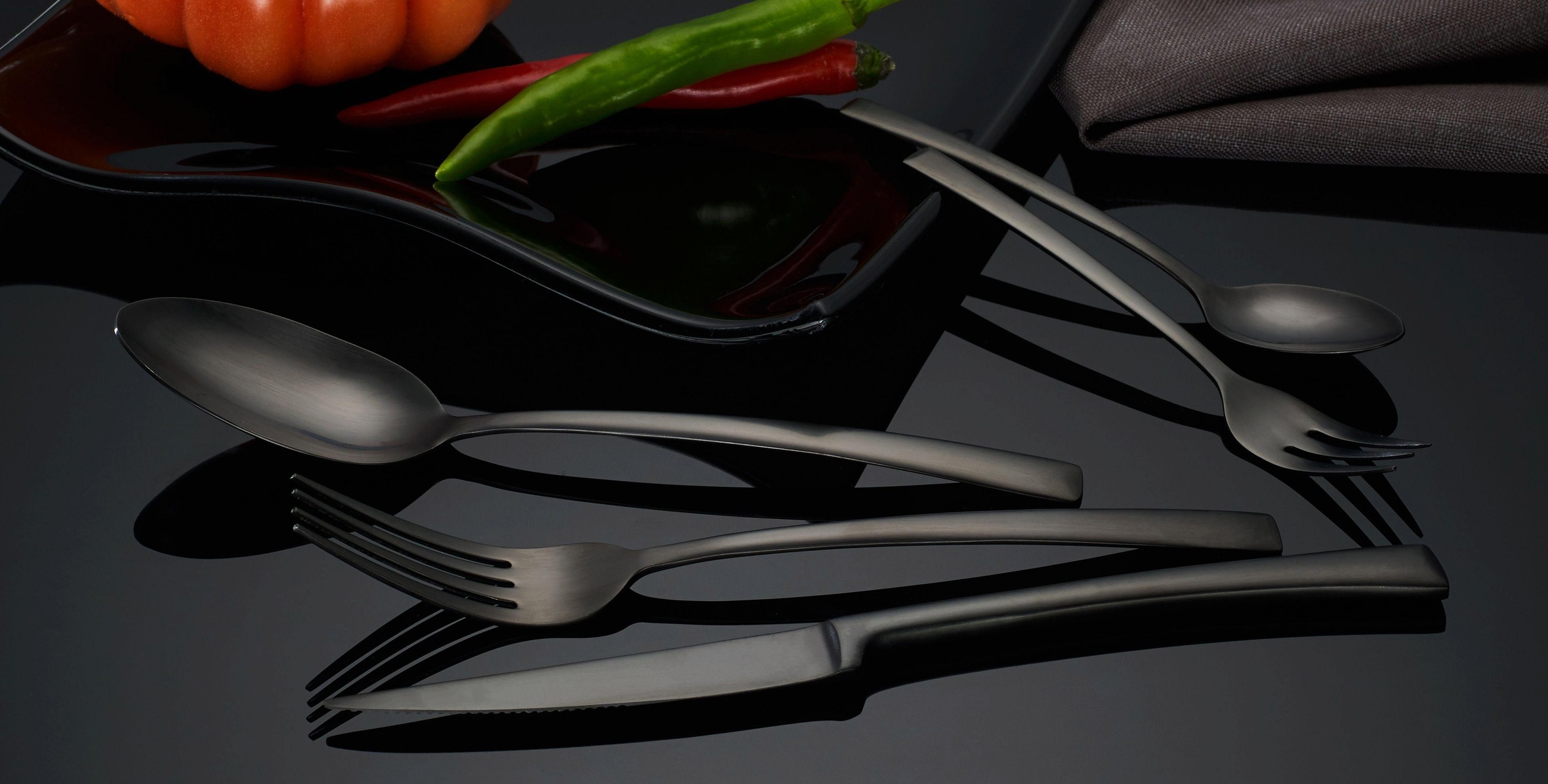 ECHTWERK Besteck-Set "Avelino Black Edition" Tafelbesteck, mattiert, Gesche günstig online kaufen