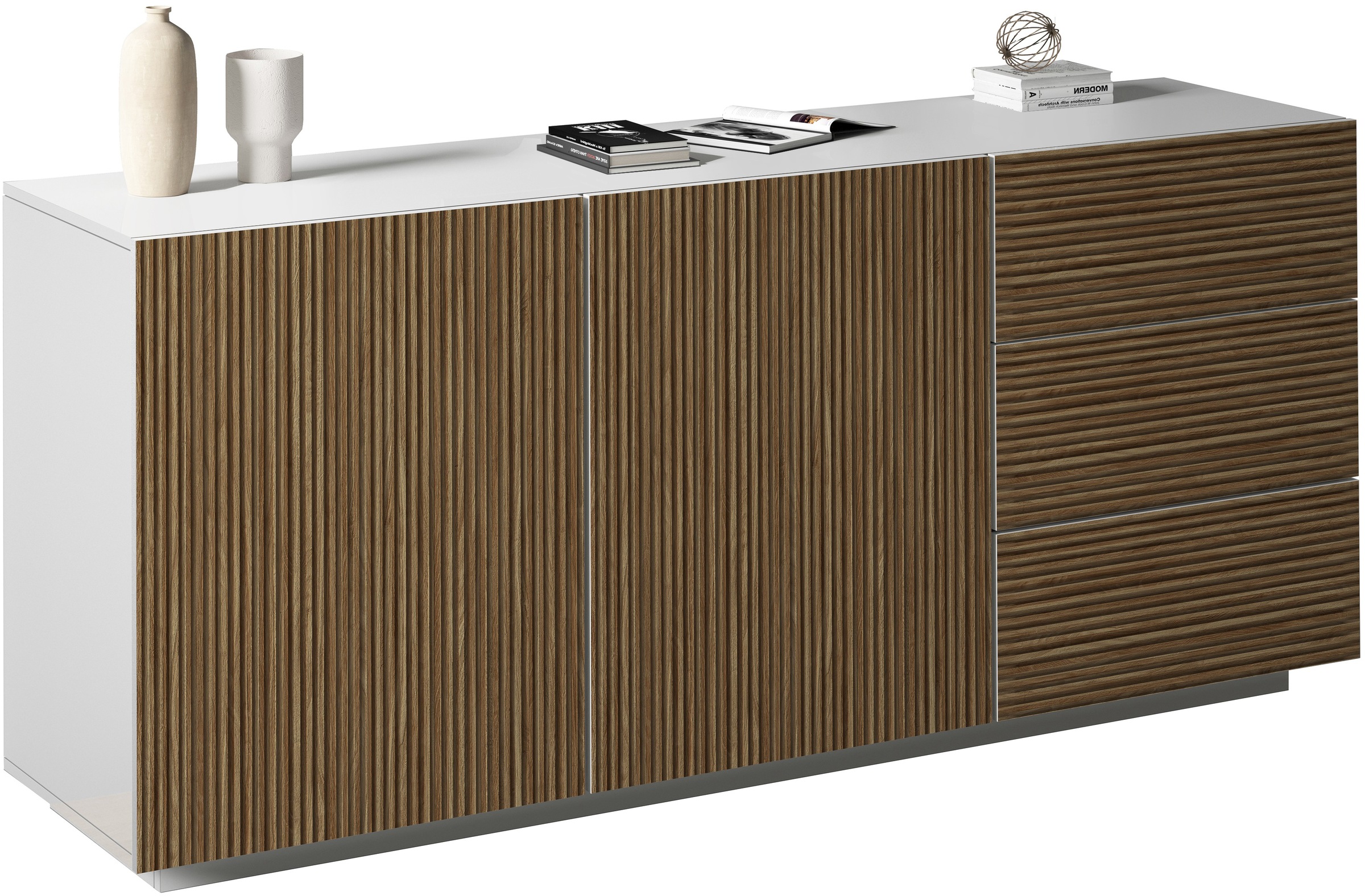 Thumbnail - Home affaire Sideboard "Vega Sideboard,Kommode,180 cm" mit 2 Türen und 3 Schubladen,Fronten mit Rillen-Optik