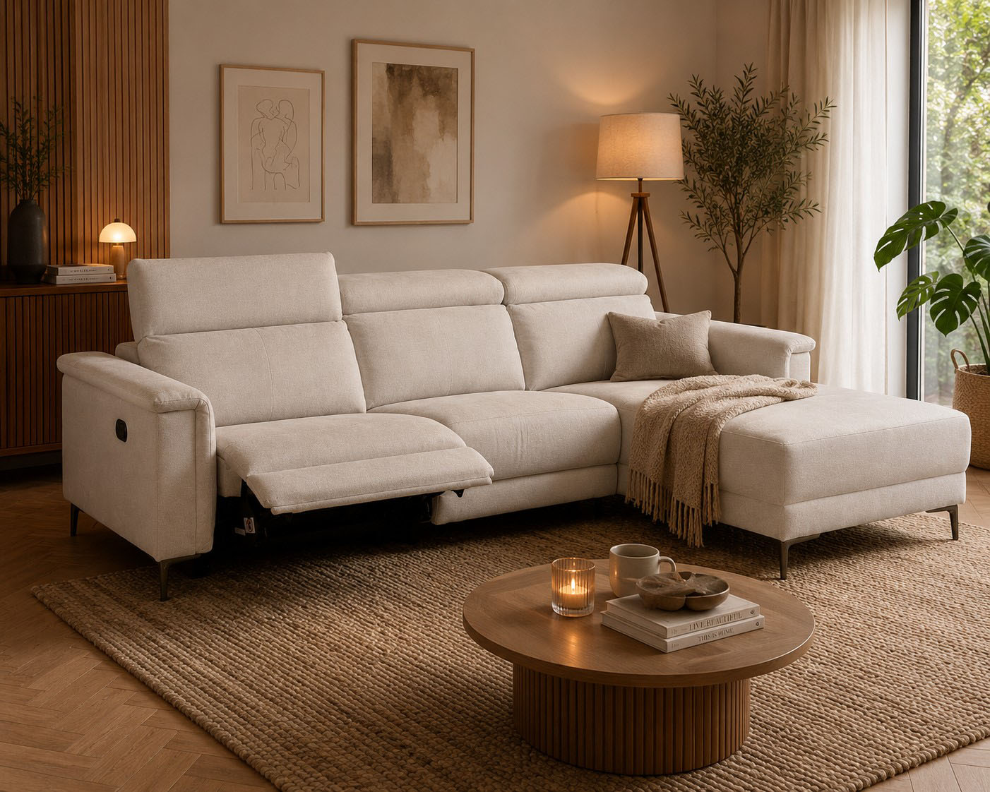 OTTO home Ecksofa "LUND, Struktur-Bezug, L-Form, 261cm, man. /elektr. Relaxfunktion" auch mit USB A-Anschluss sowie Kopfteilverstellung